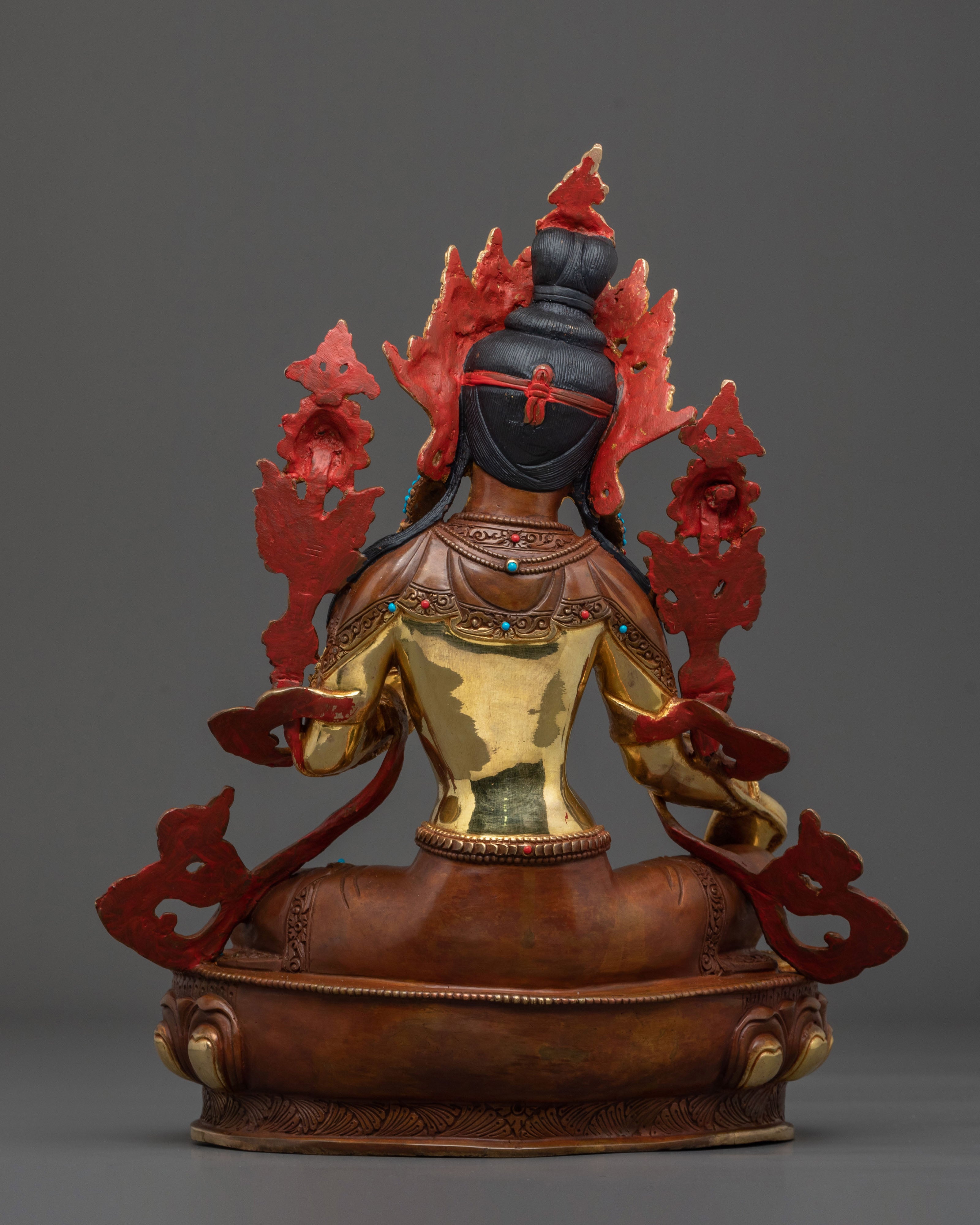 Compassion Statue of Green Tara | 24K Gold Gilded Sculpture
