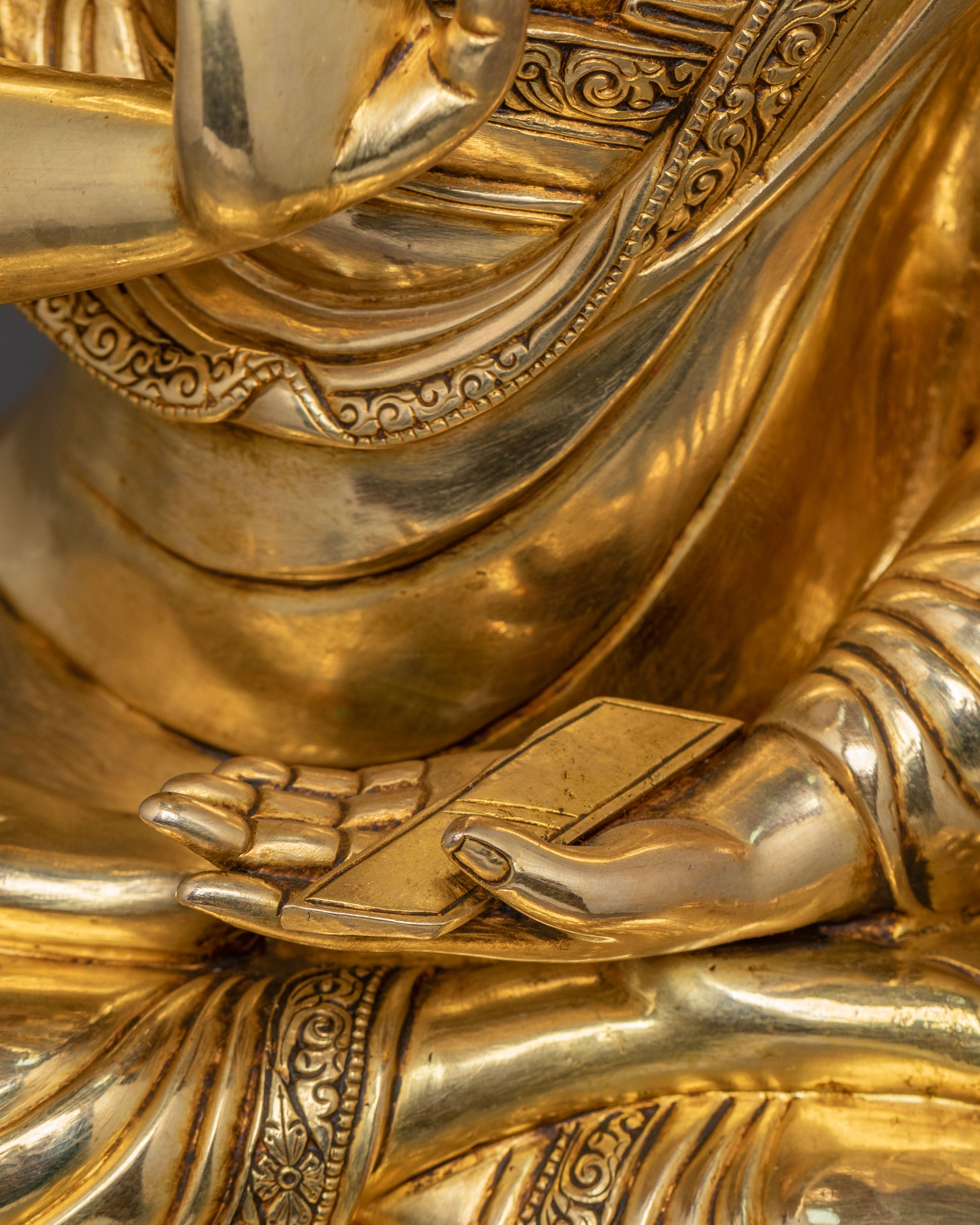 Tsongkhapa Traditional Statue with Disciples – Gilded Copper Masterpiece