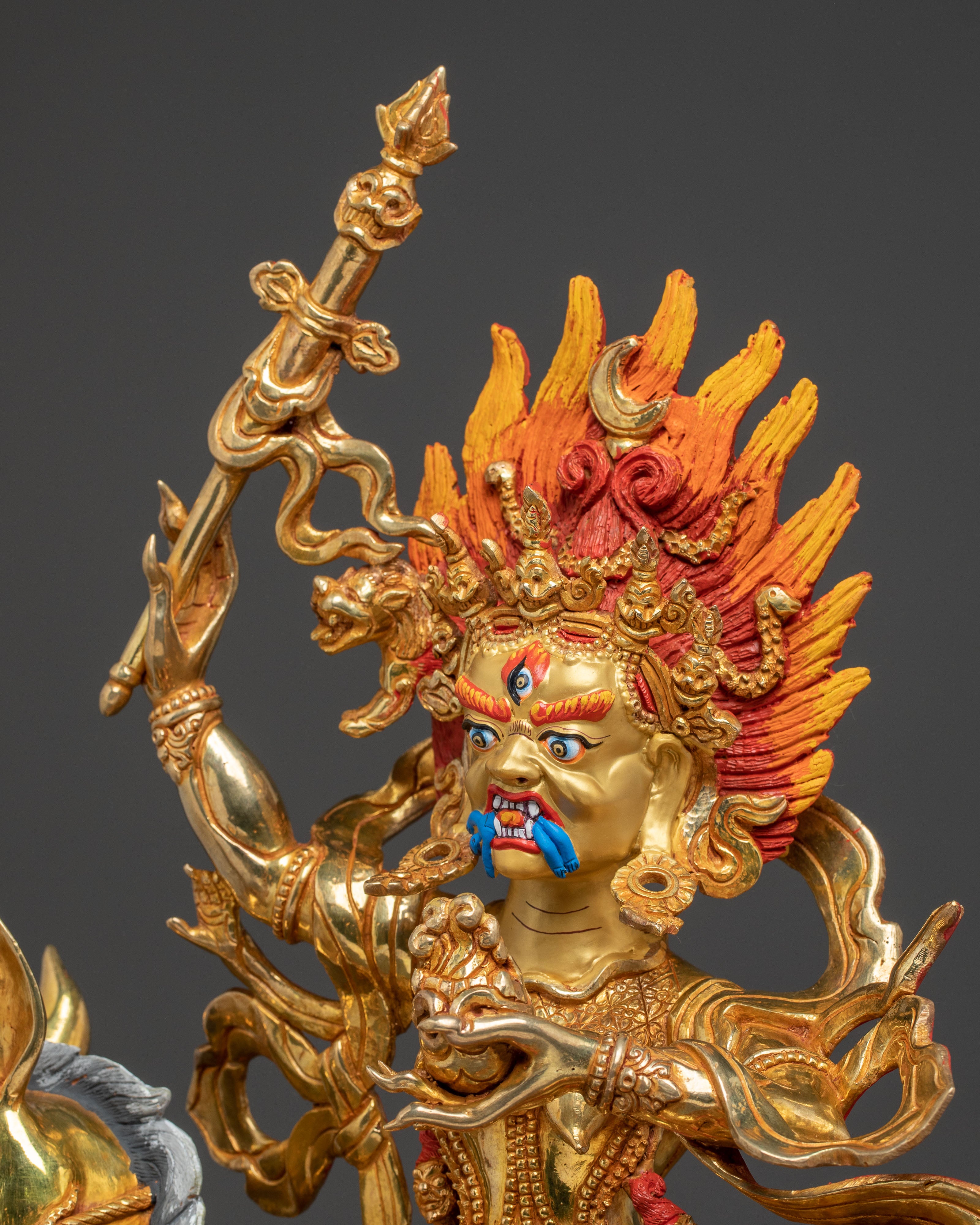 Palden Lhamo Wrathful Protector Statue: Fierce Protector Goddess