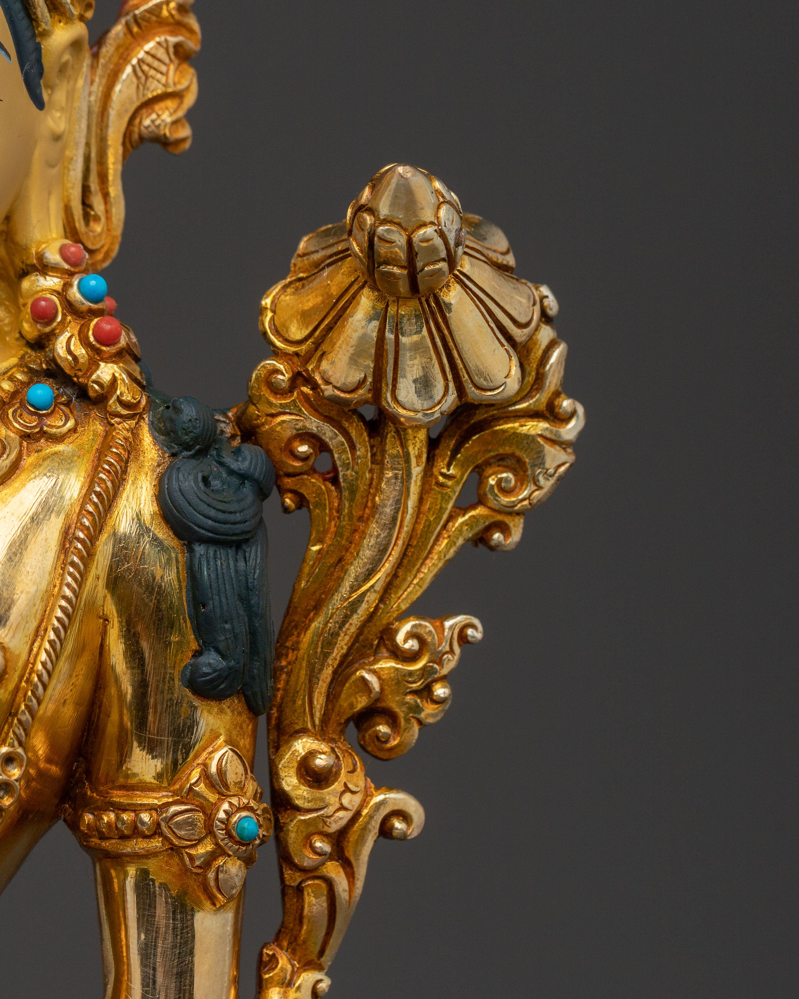 Padmapani Lokesvara Statue: 24K Gold Gilded
