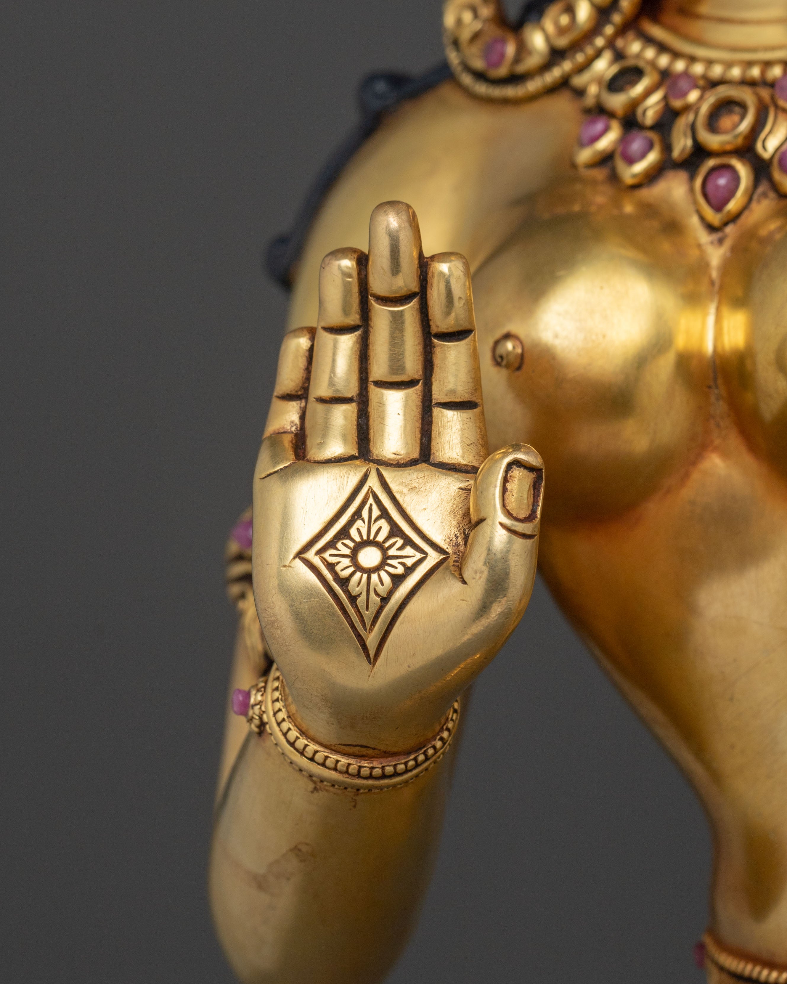 Standing Green Tara with 24K Gold Gilding
