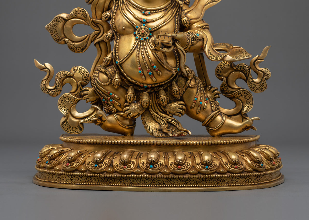 Black Manjushri Copper Figurine – 24K Gold Gilded Premium Artistry