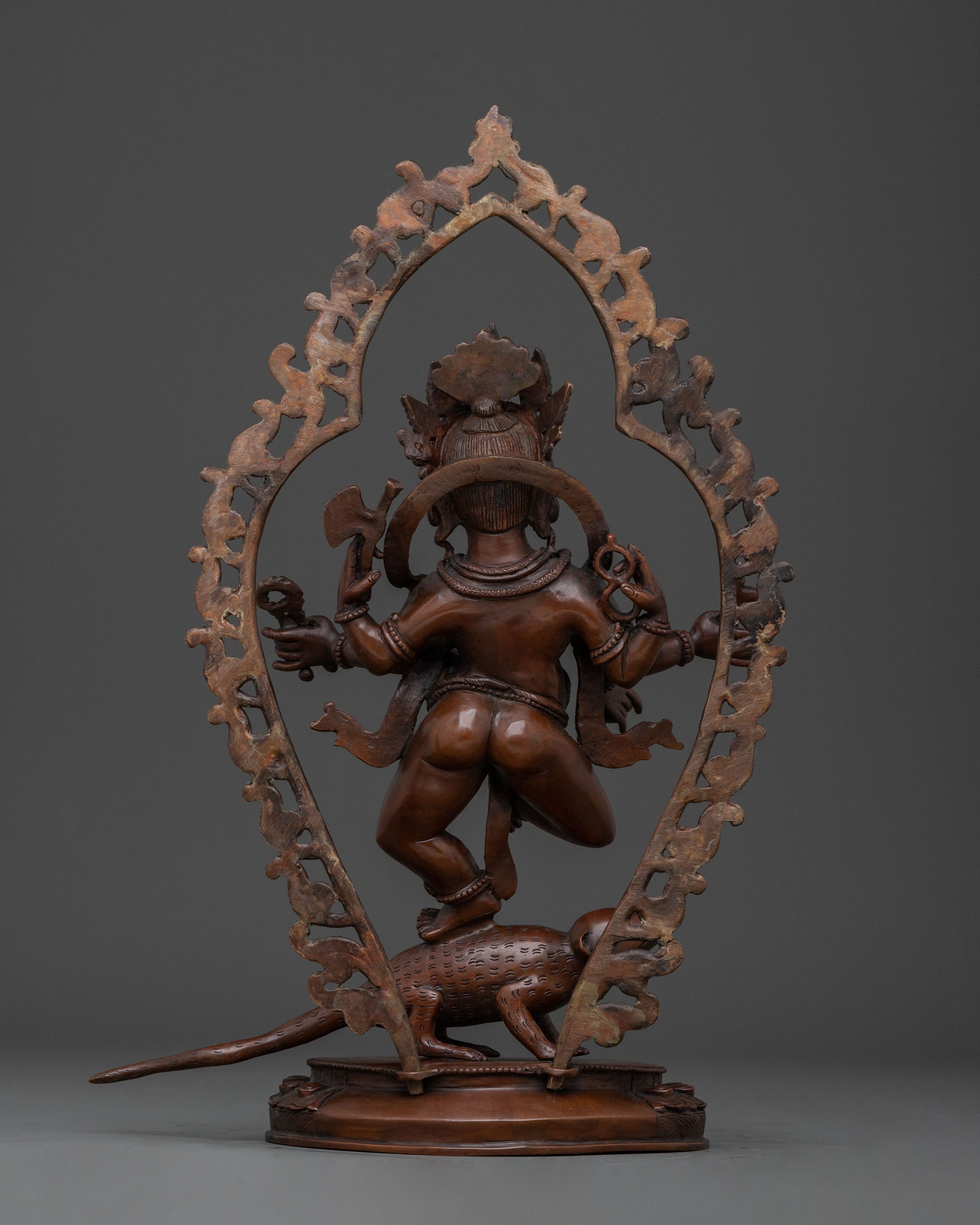 God Ganesh: Oxidized Copper Handcrafted Sculpture