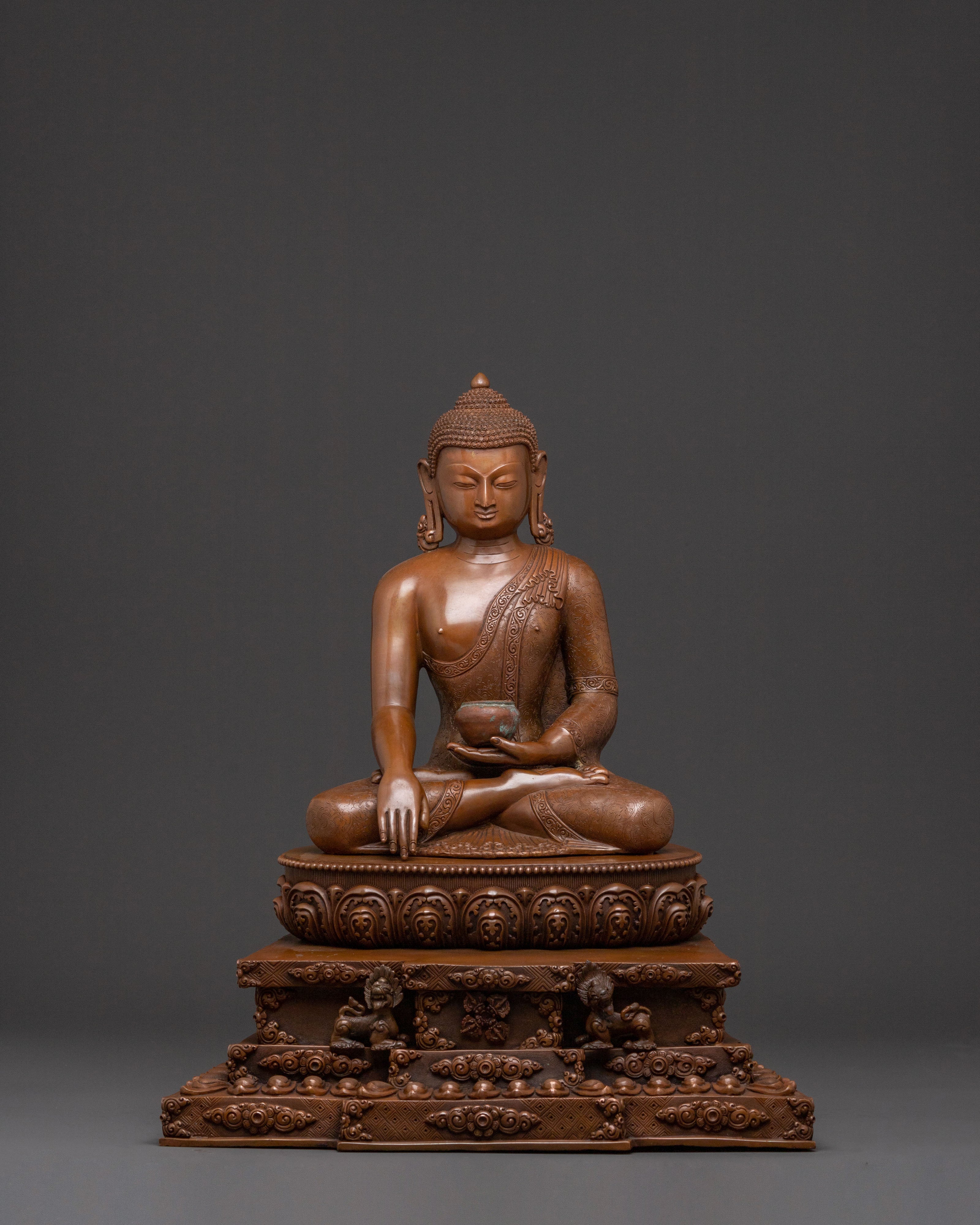 Shakyamuni Buddha Sculpture on Throne for Altar
