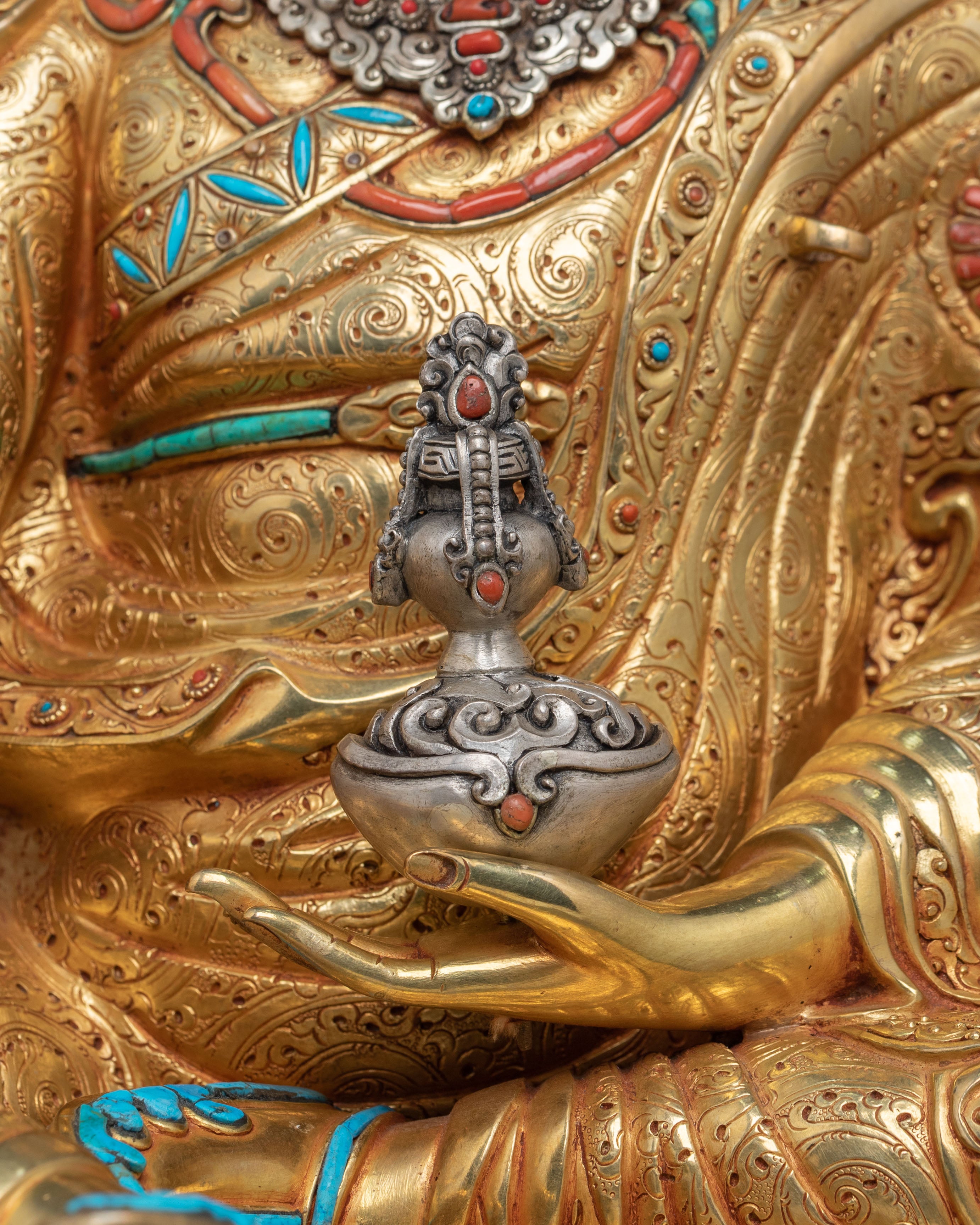Spiritual Guru Rinpoche Handmade Sculpture: Sacred Altar Decor