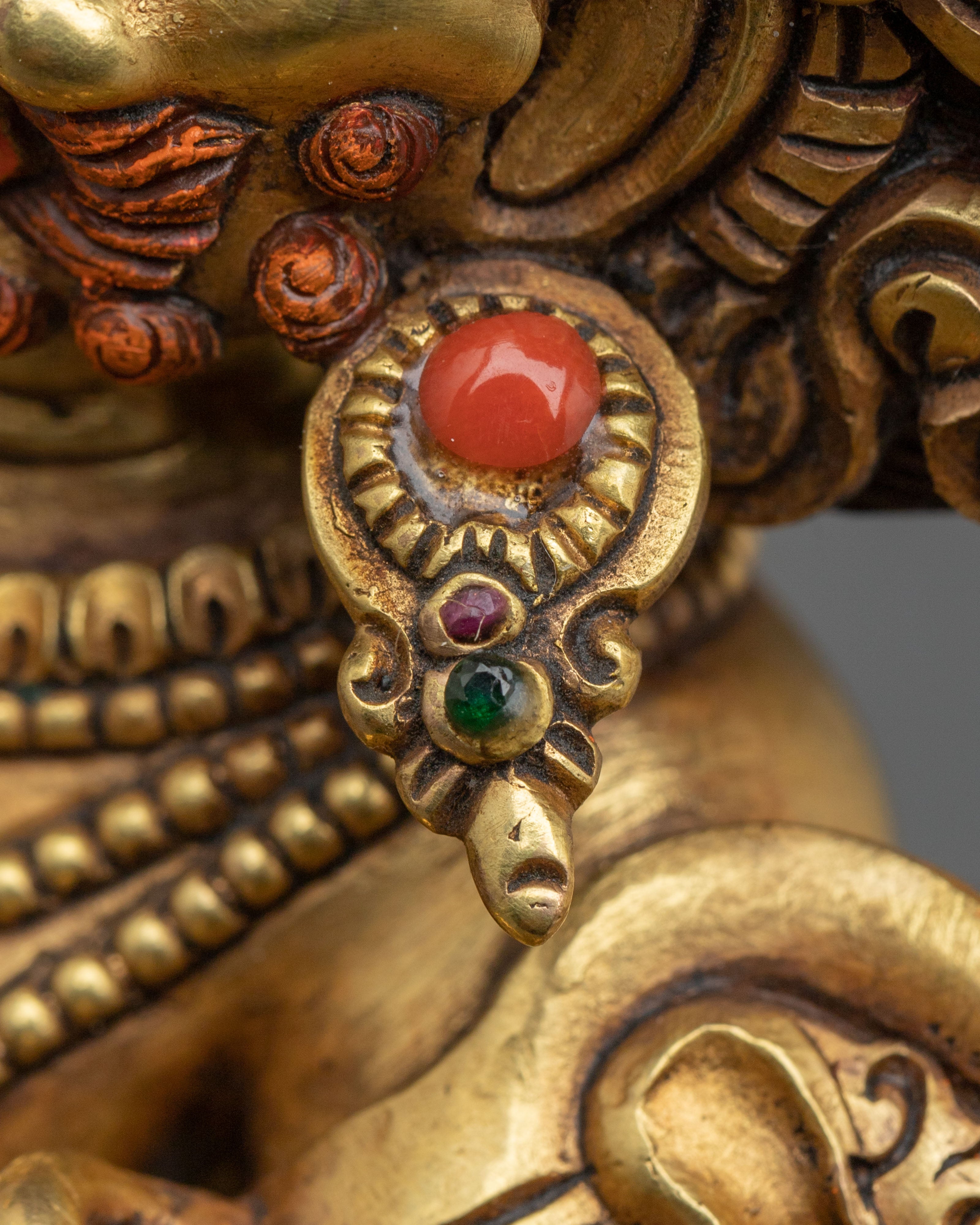 24K Gold Gilded Copper White Dzambhala Statue | Wealth Guardian