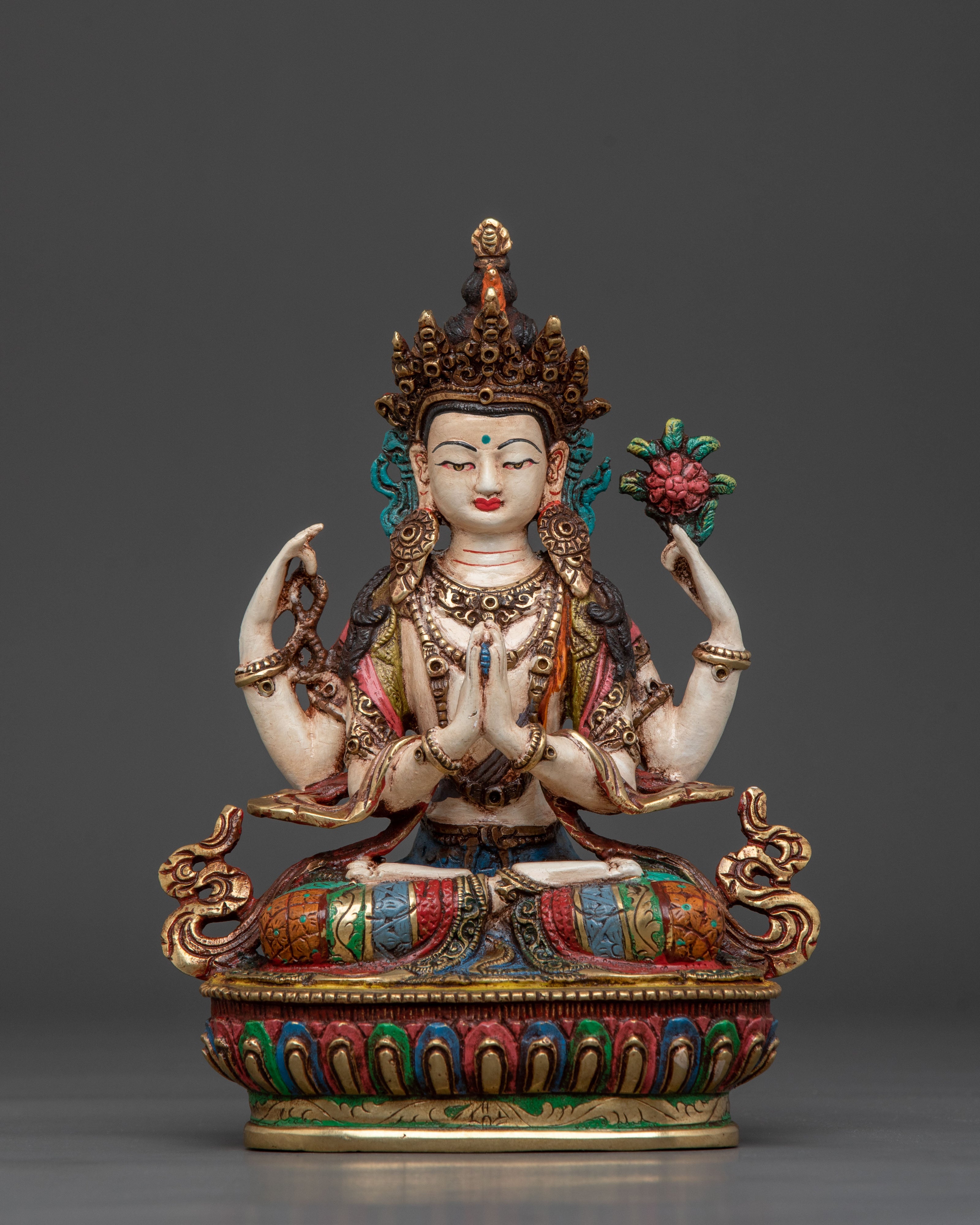 Serene Spiritual Figurine of Chenrezig | Bodhisattva of Compassion