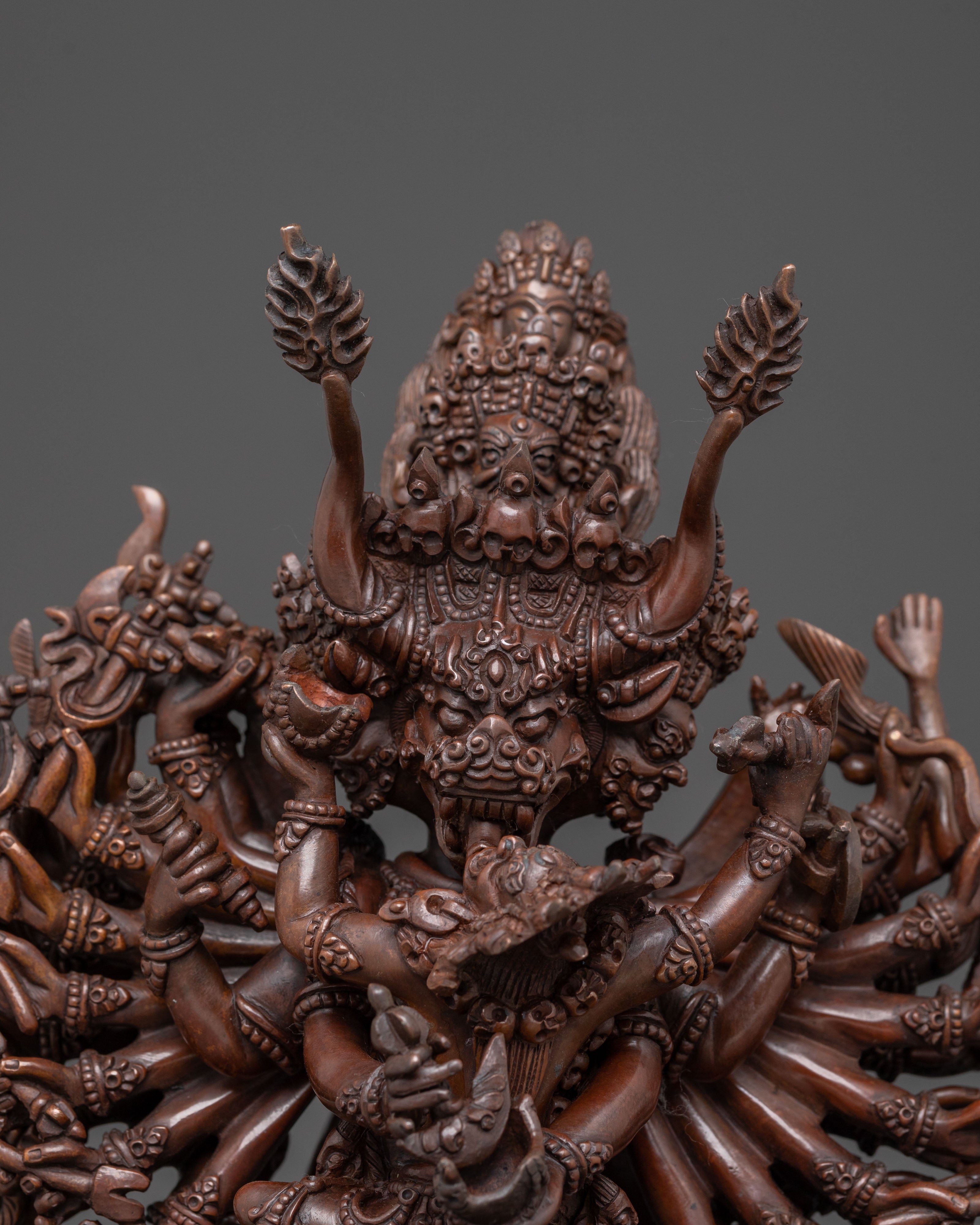 Yamantaka Sacred Statue - Oxidized Copper Art