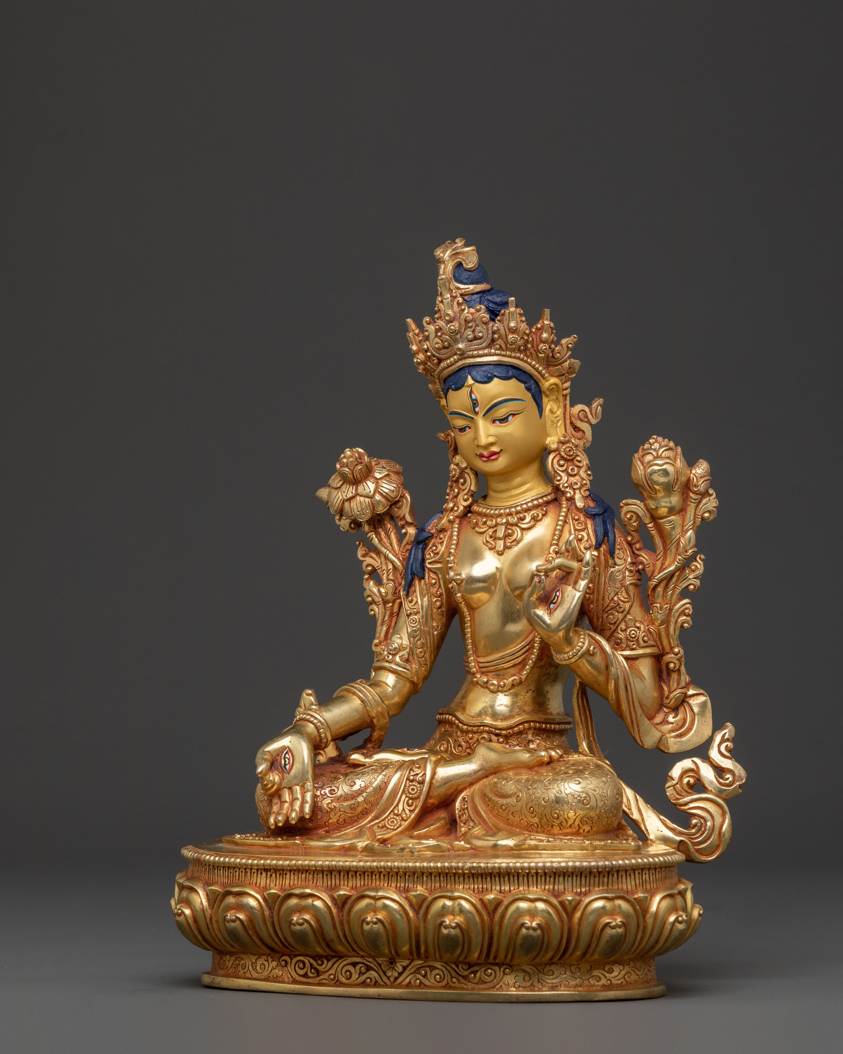 White Tara Longevity Statue – Handcrafted Gilded Copper