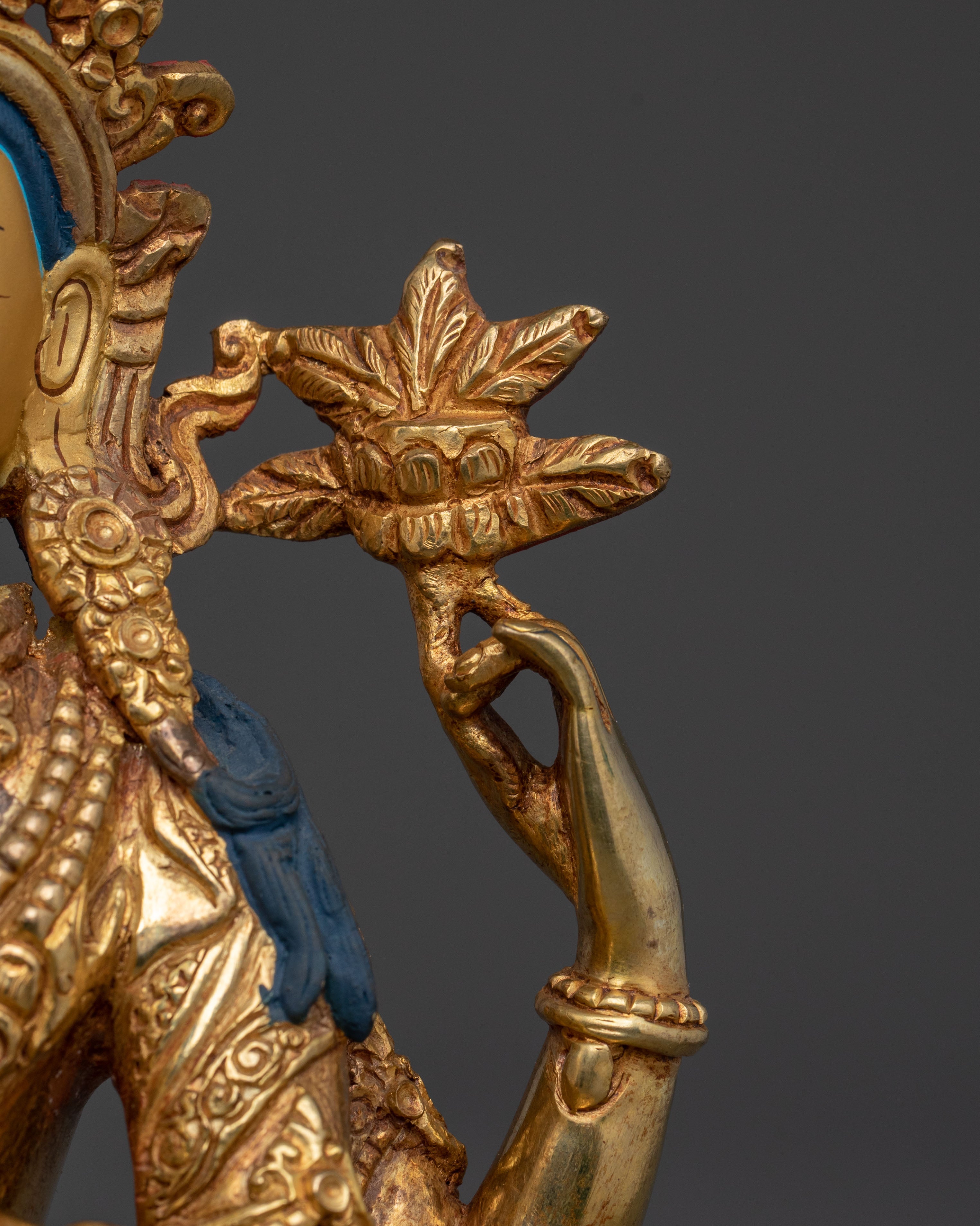 Radiant Bodhisattva Chenrezig Statue: 24K Gold Gilded
