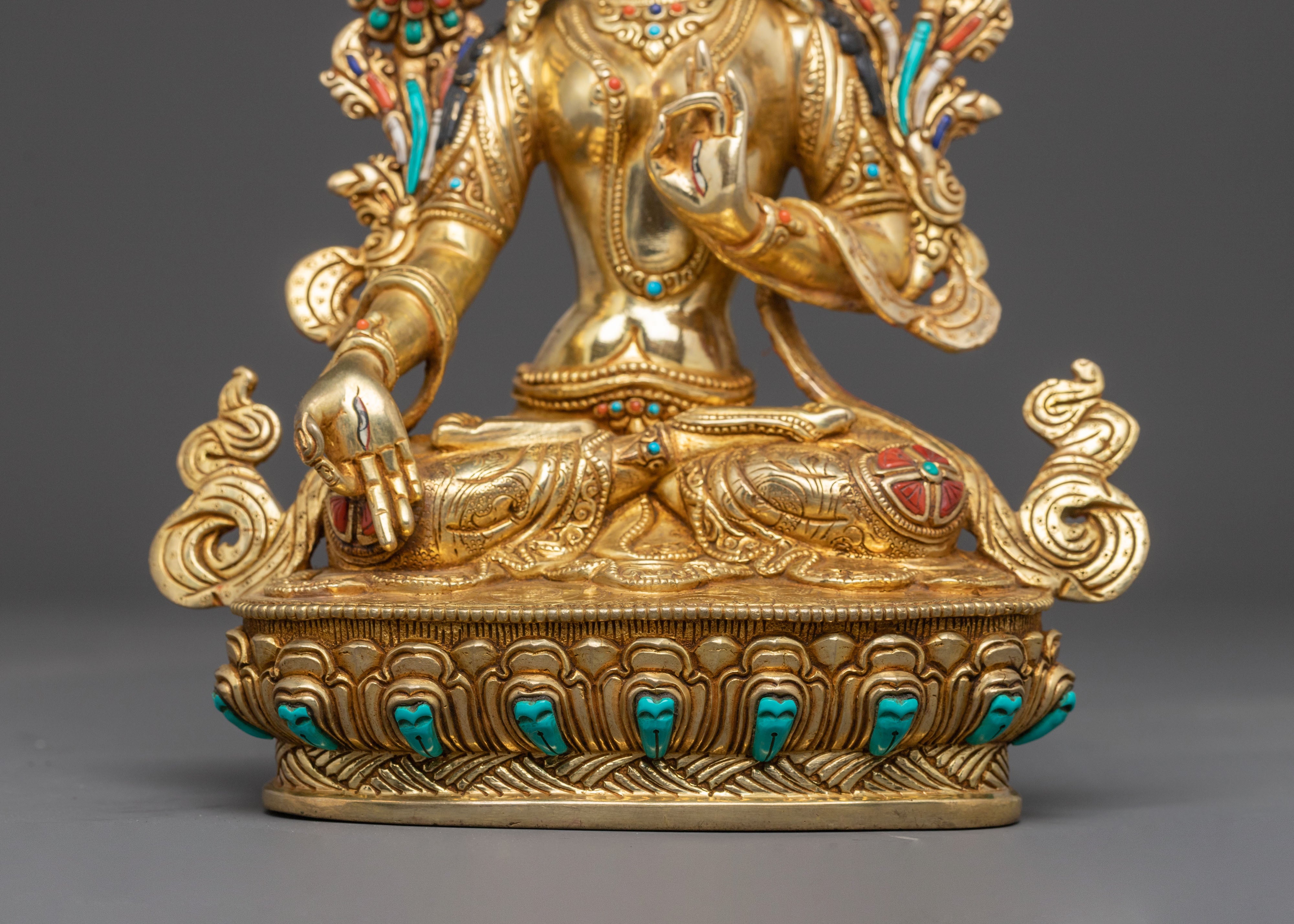 Divine Statue of White Tara – Handcrafted & Gilded
