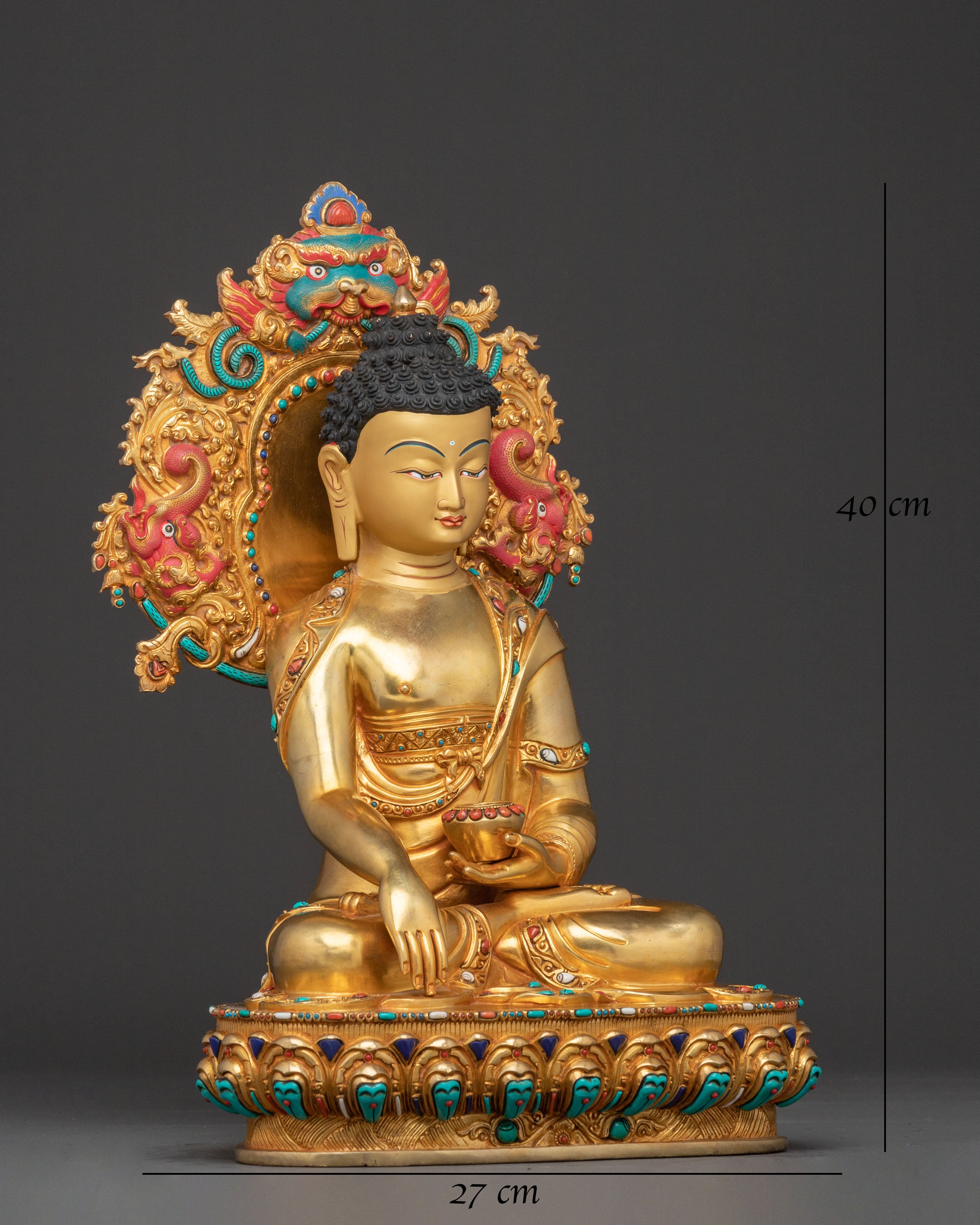 Exquisite 24K Gold Gilded Shakyamuni Buddha Statue for Altar Decor