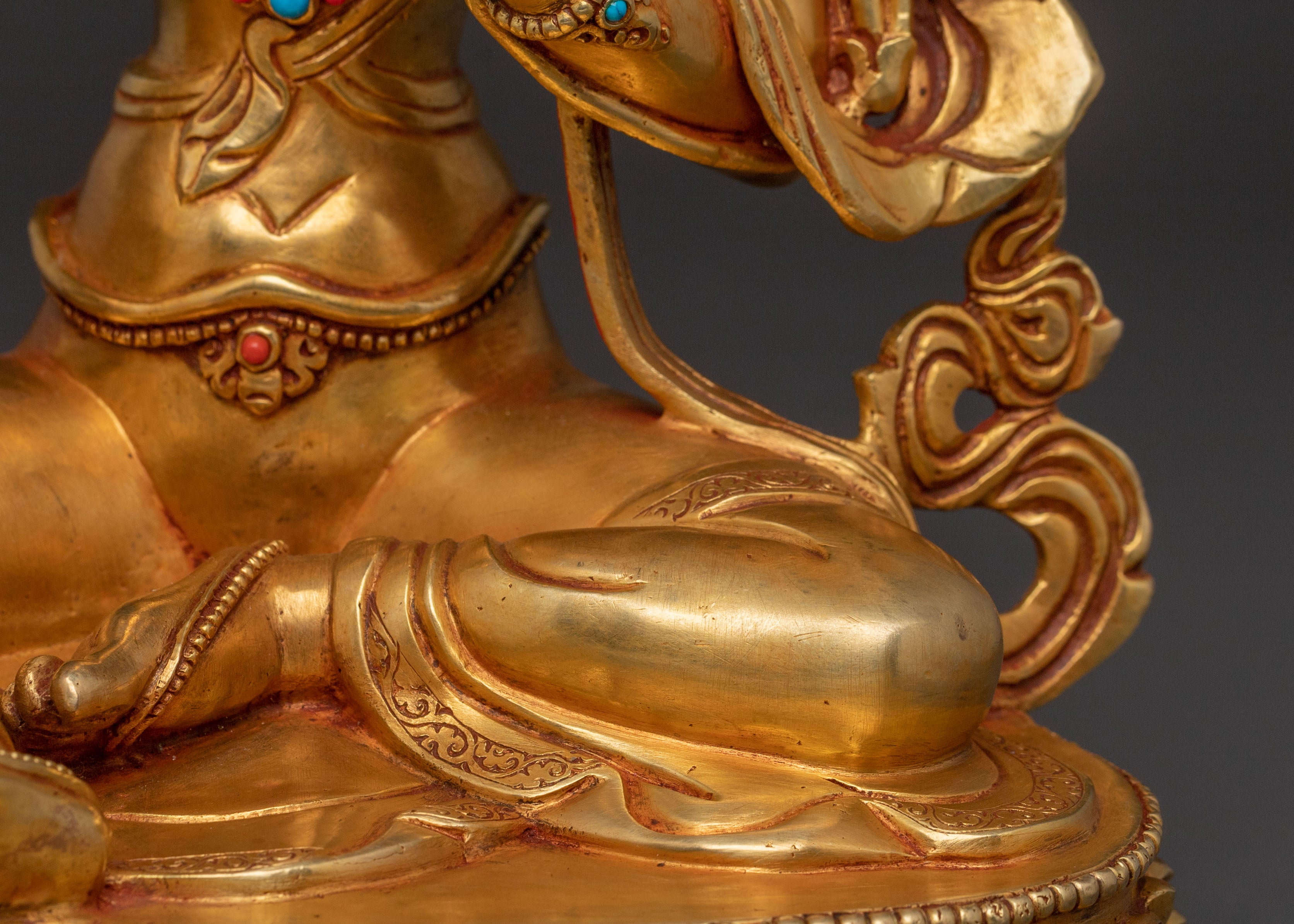 Green Tara Swift Protection Statue - Radiant Hand-Gilded Copper
