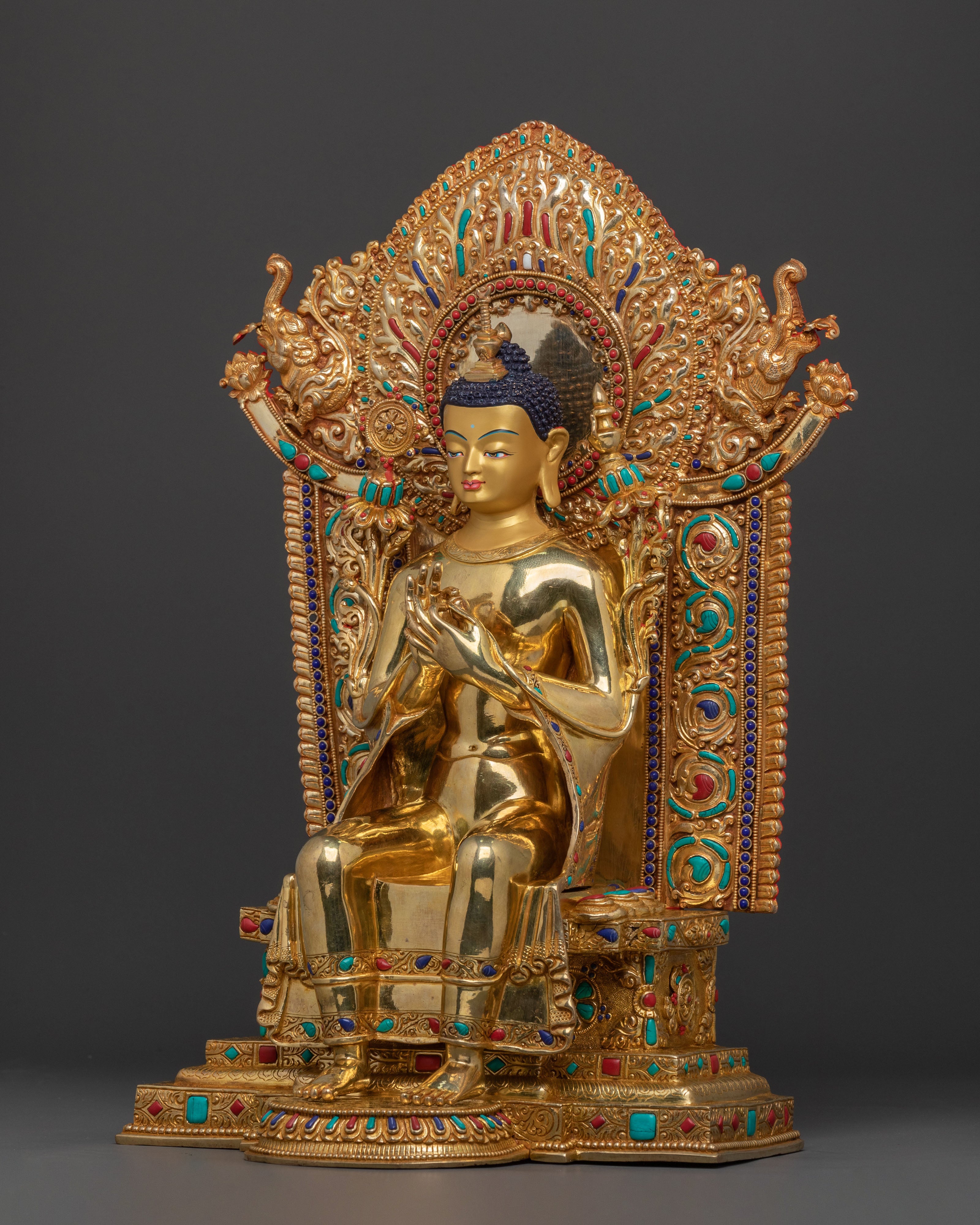 Maitreya Buddha Altar Statue | 24K Gold Gilded Icon