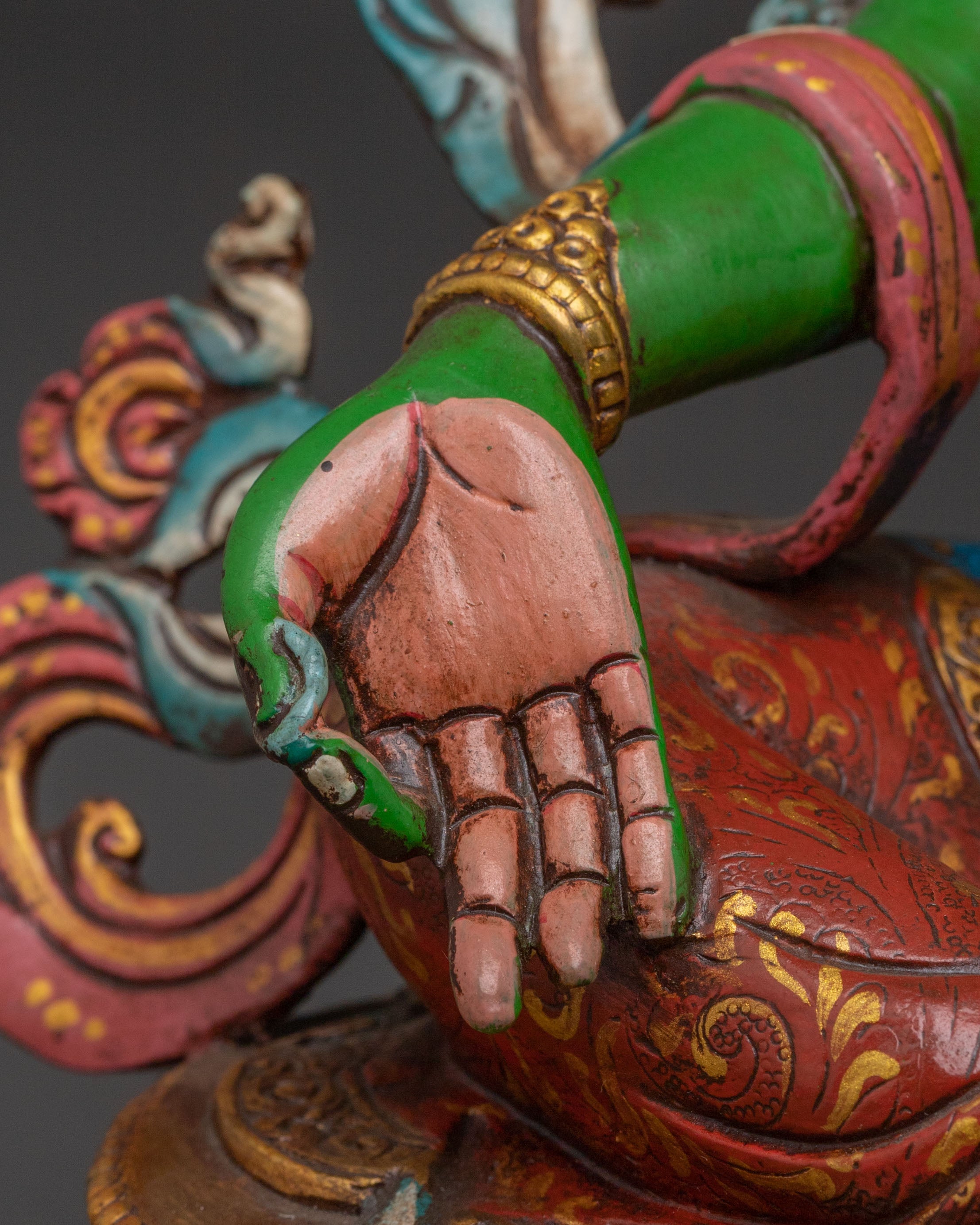 Handcrafted Green Tara Compassion Statue for Altar