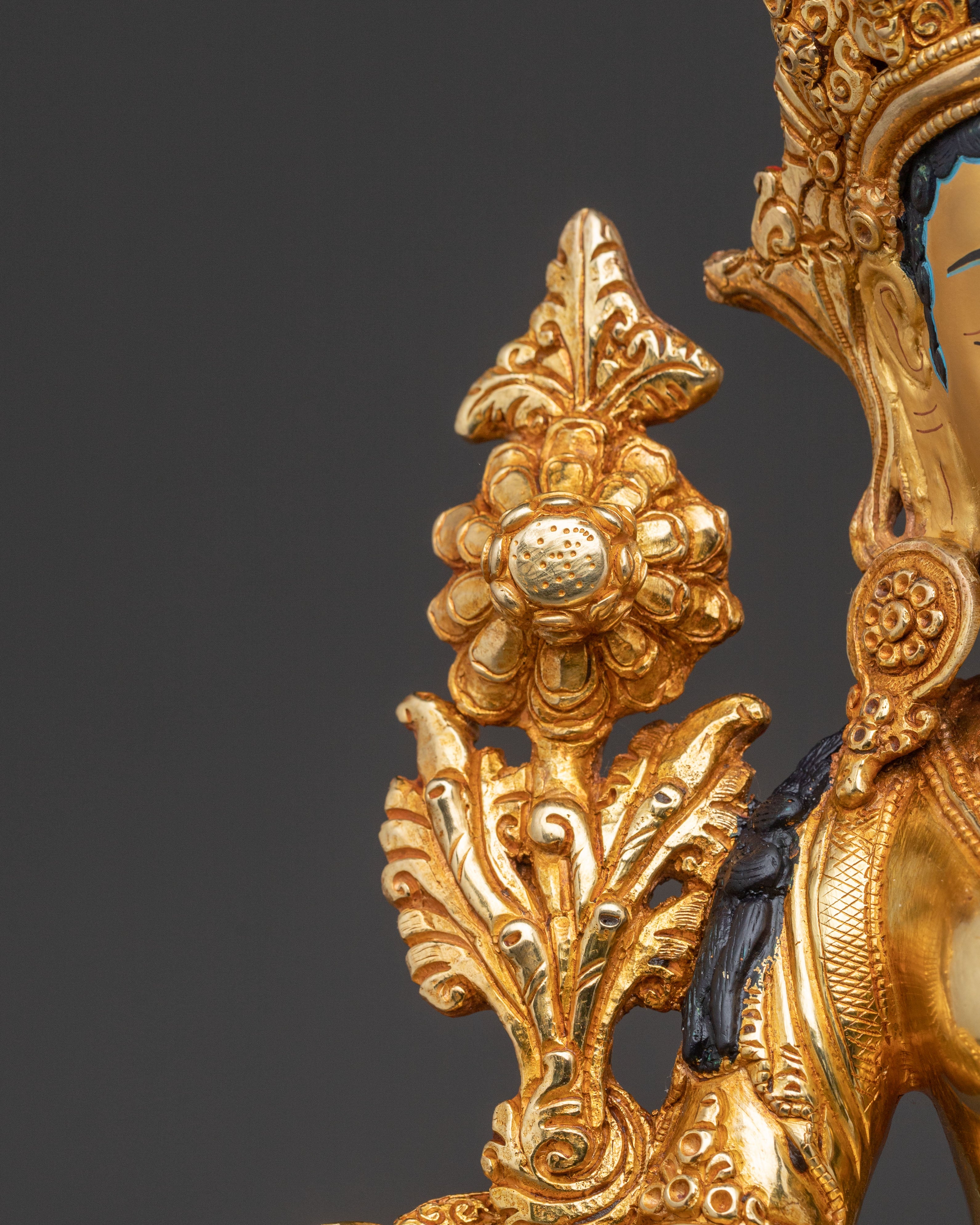 White Tara Healing Statue – Serene Gilded Copper
