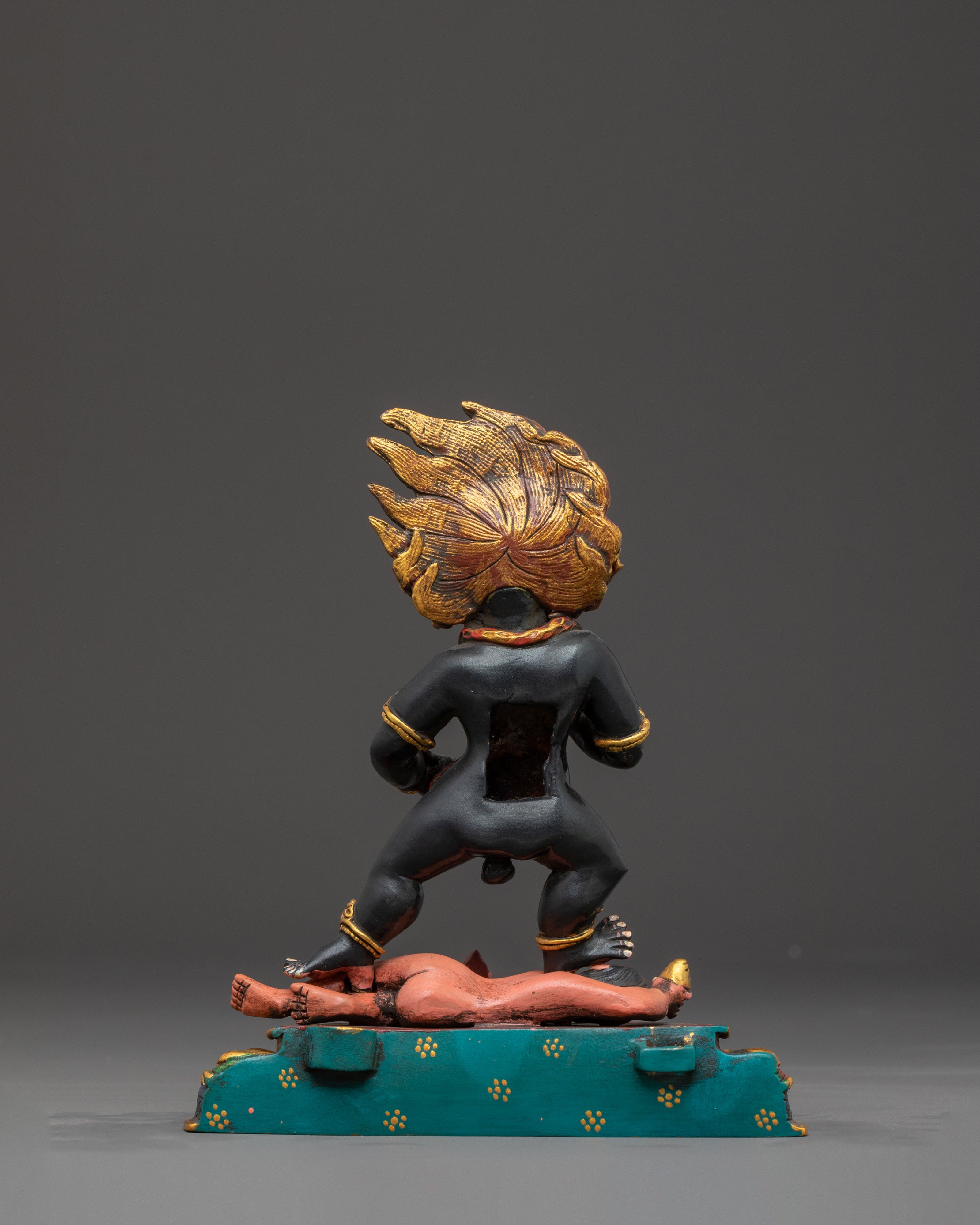 Black Dzambhala Tibetan Statue: Hand-Painted Copper Art