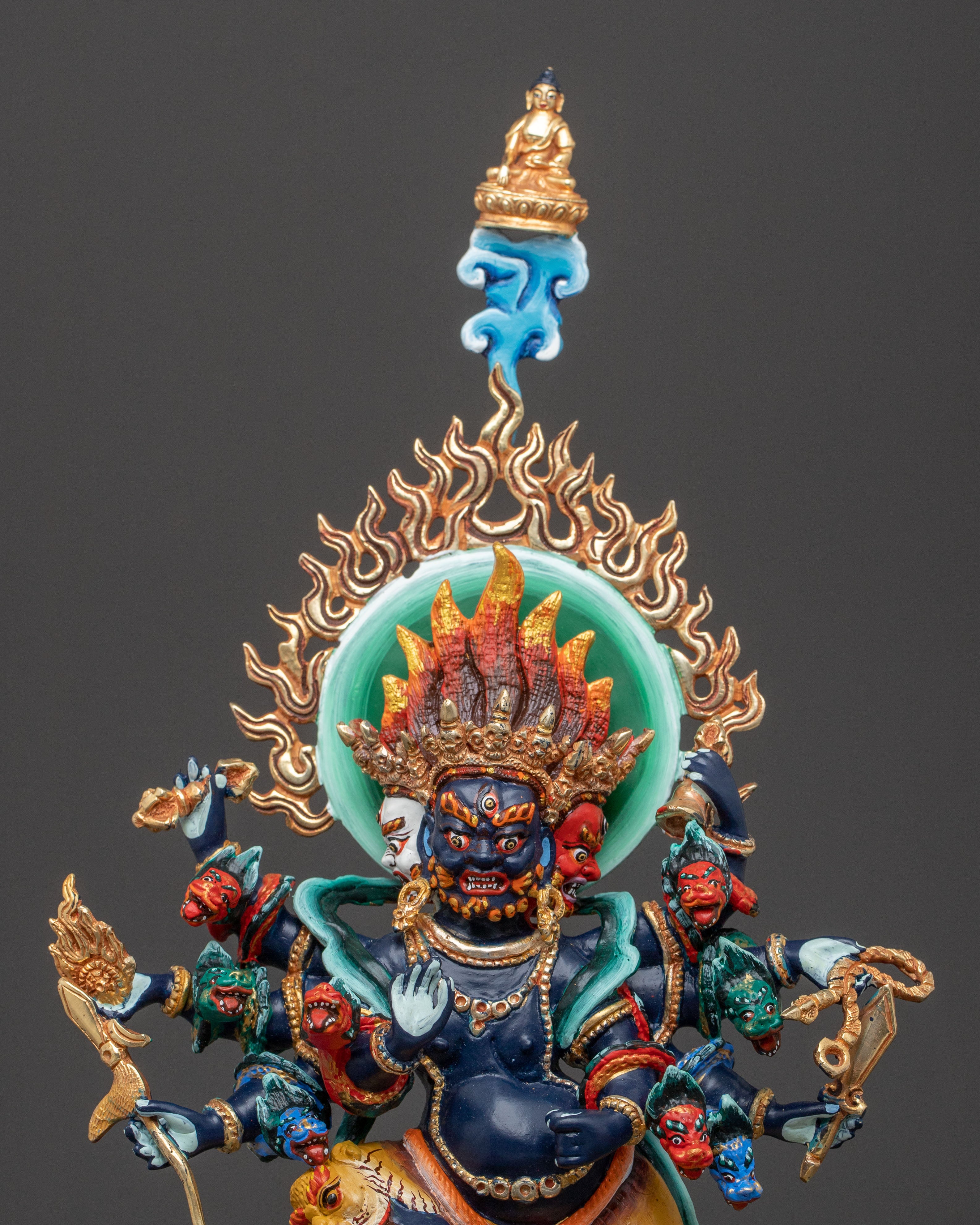 Uchusma Statue: Hand-Painted Copper Divinity