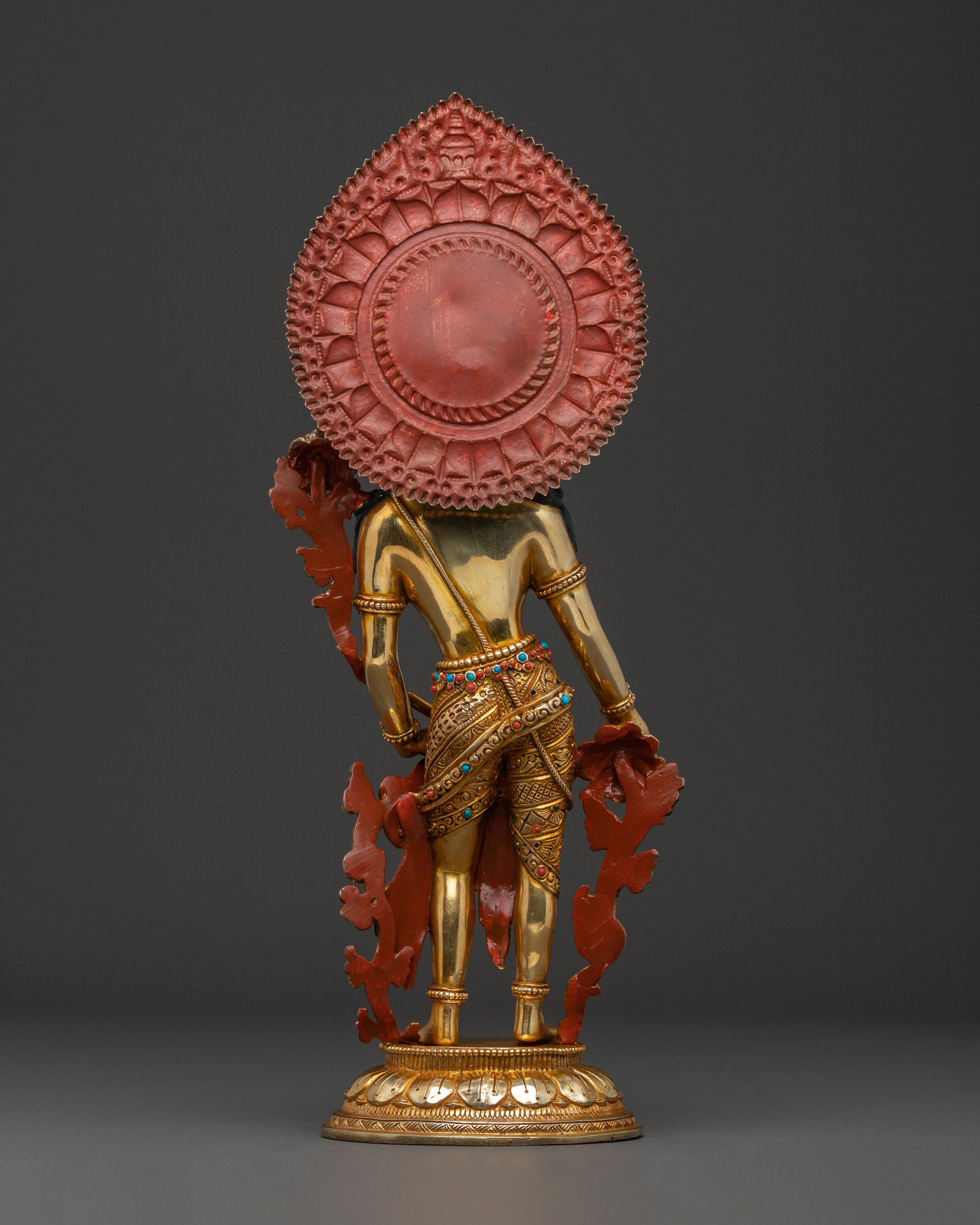 Padmapani Lokesvara Statue: 24K Gold Gilded