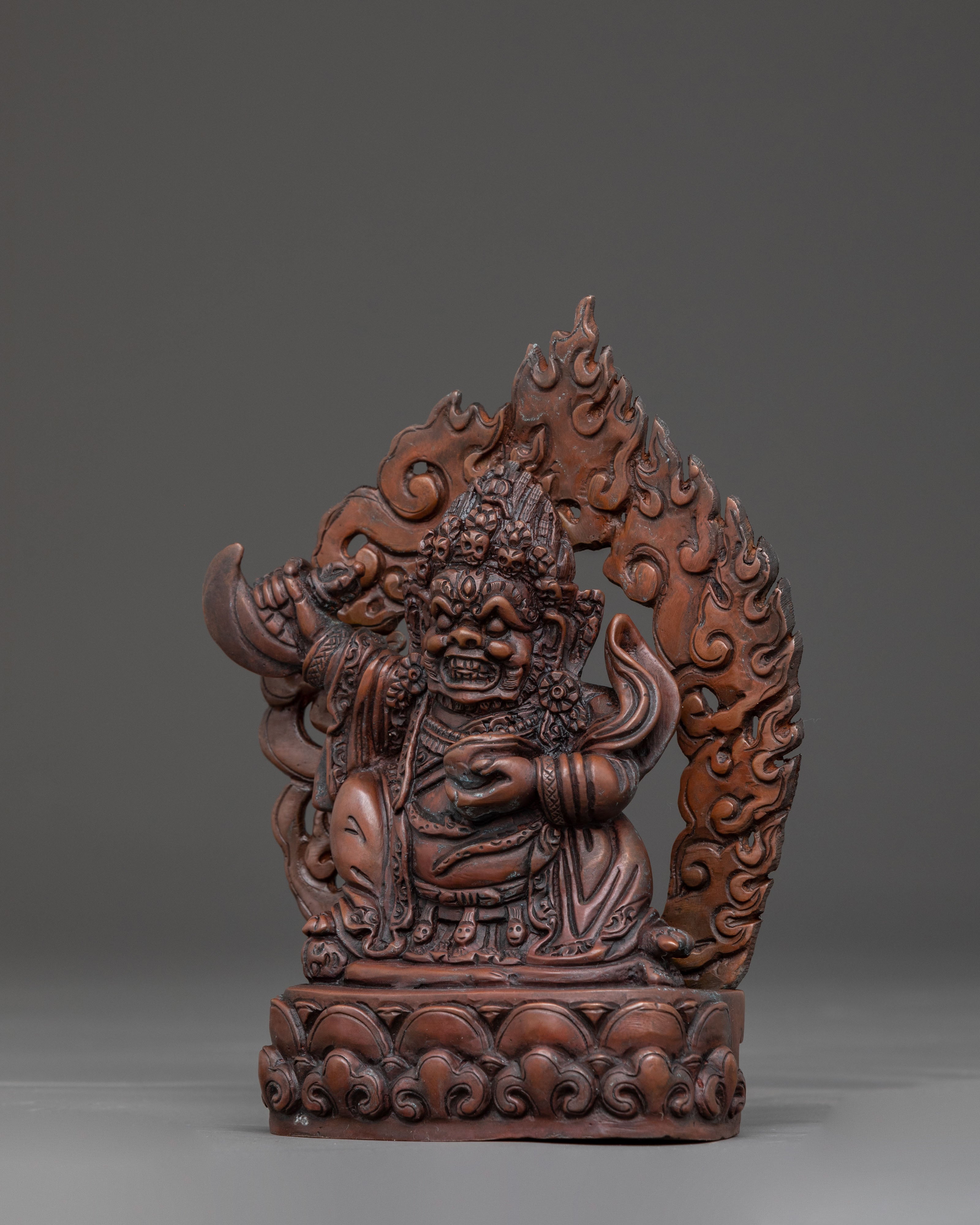 Mahakala Bernakchen Fierce Protector Statue | Oxidized Copper Masterpiece