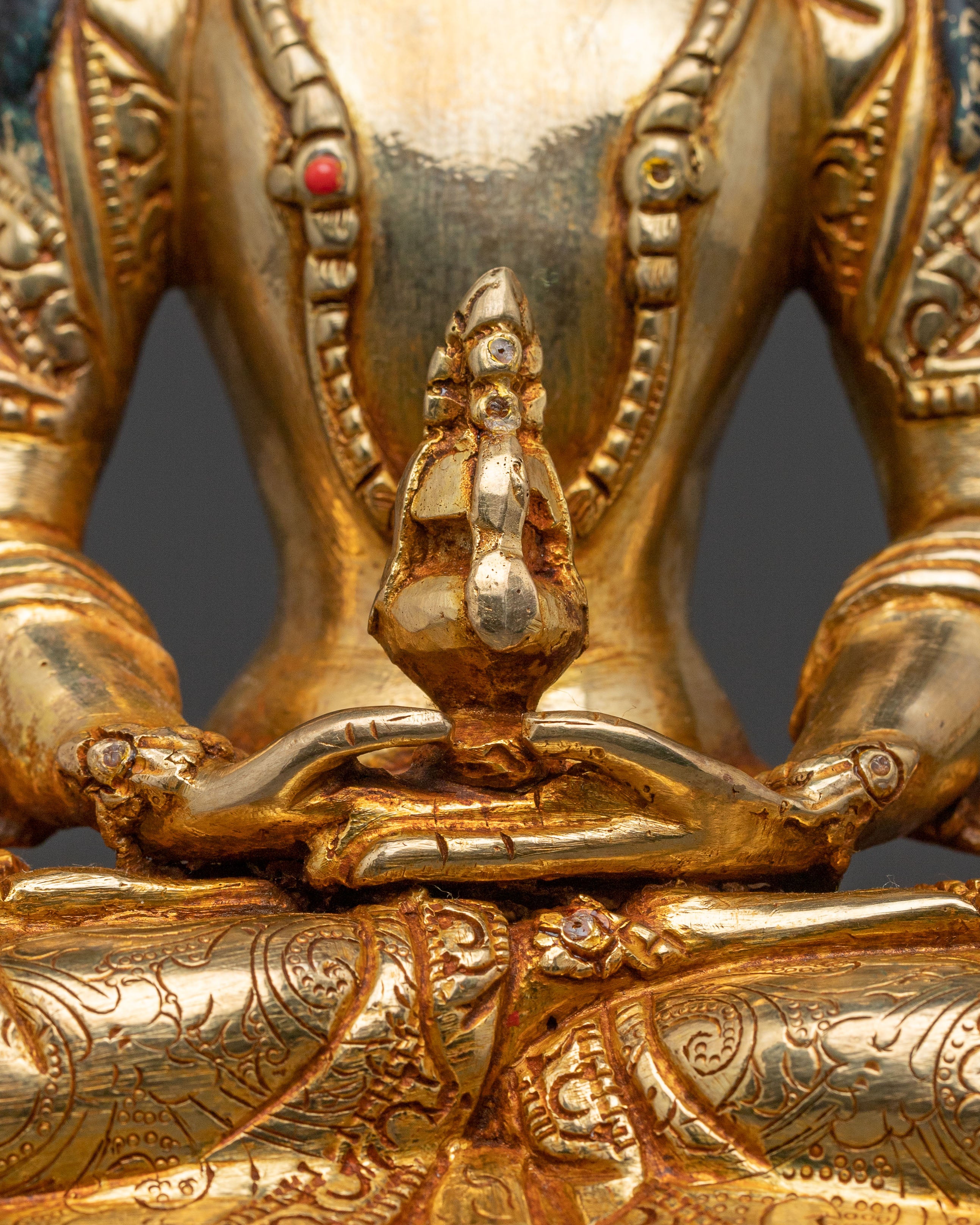 Spiritual Statue of Amitayus – 24K Gold Gilded Copper