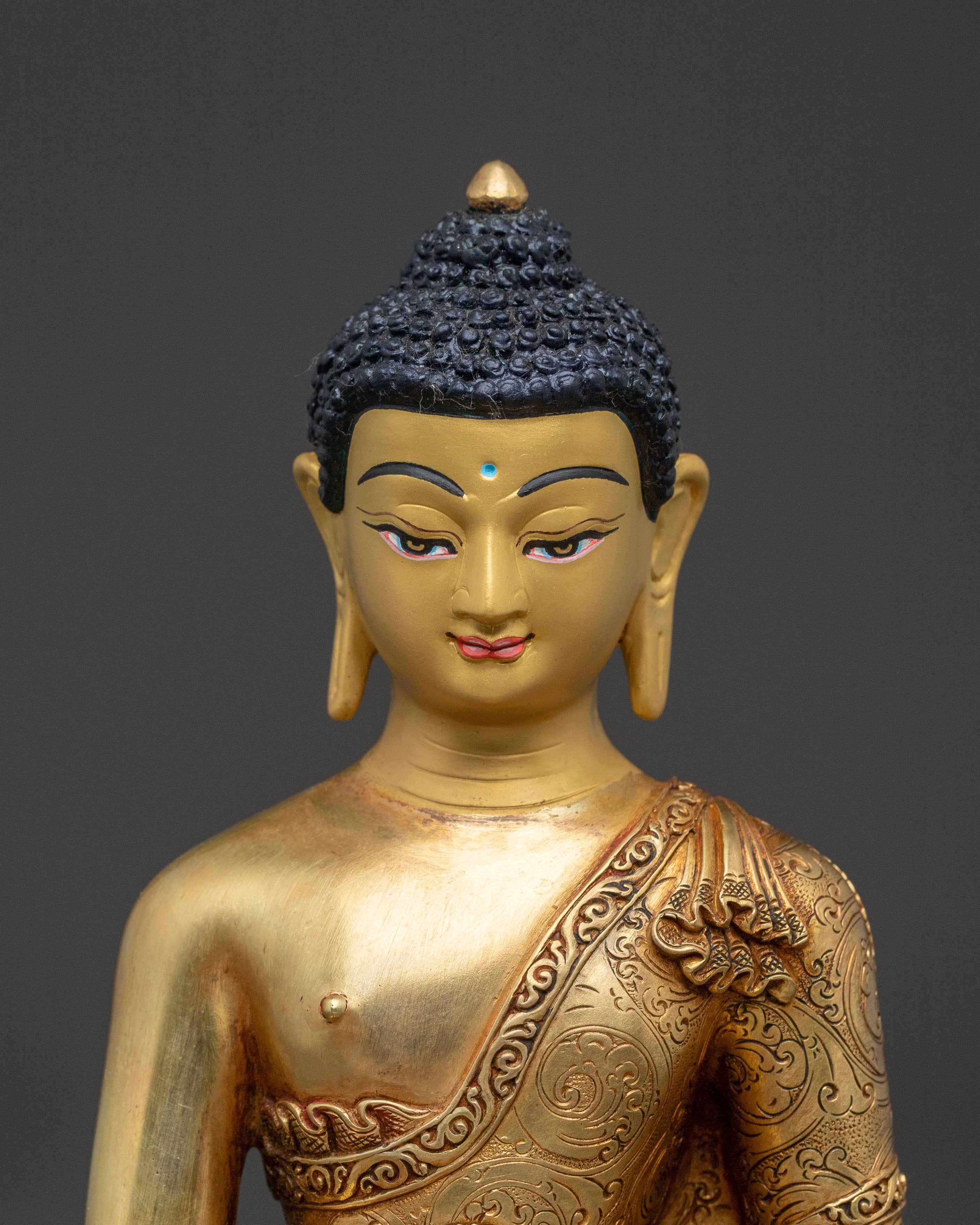 Shakyamuni Buddha Divine Statue - 24K Gold Gilded Figure