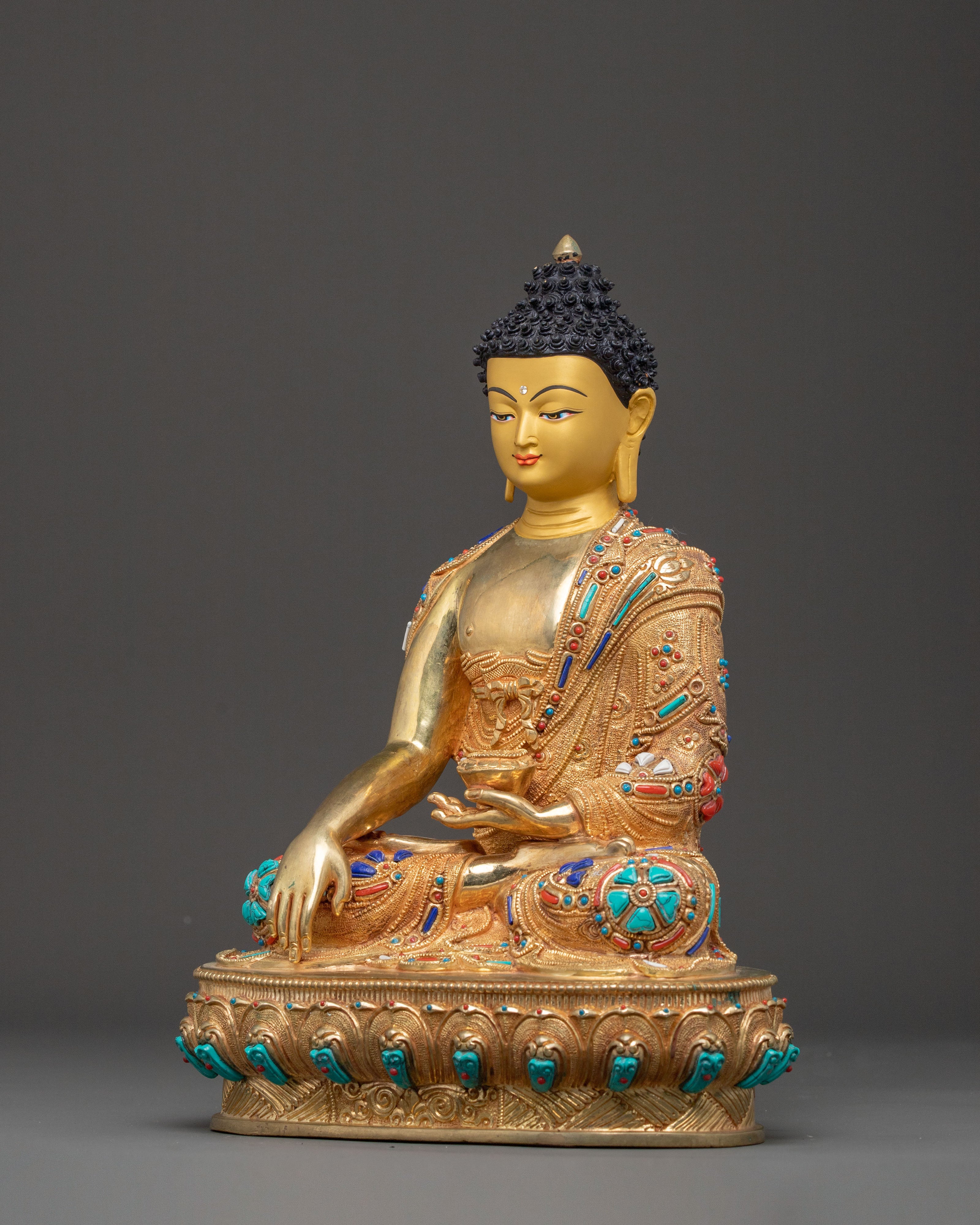 Shakyamuni Buddha: 24K Gold Gilded Enlightenment Idol