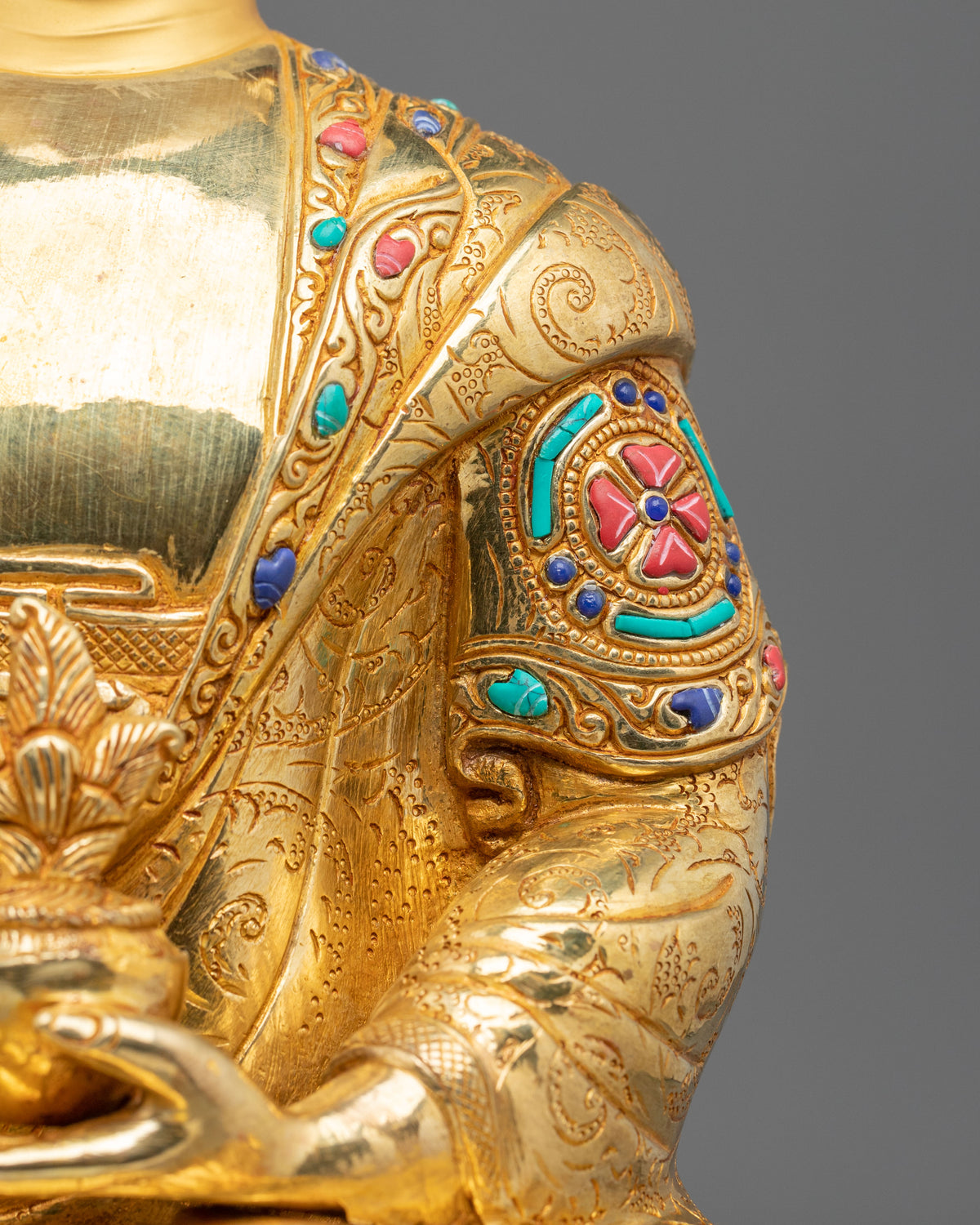 Handmade Three Buddhas Copper Statue Set | 24K Gold Gilded