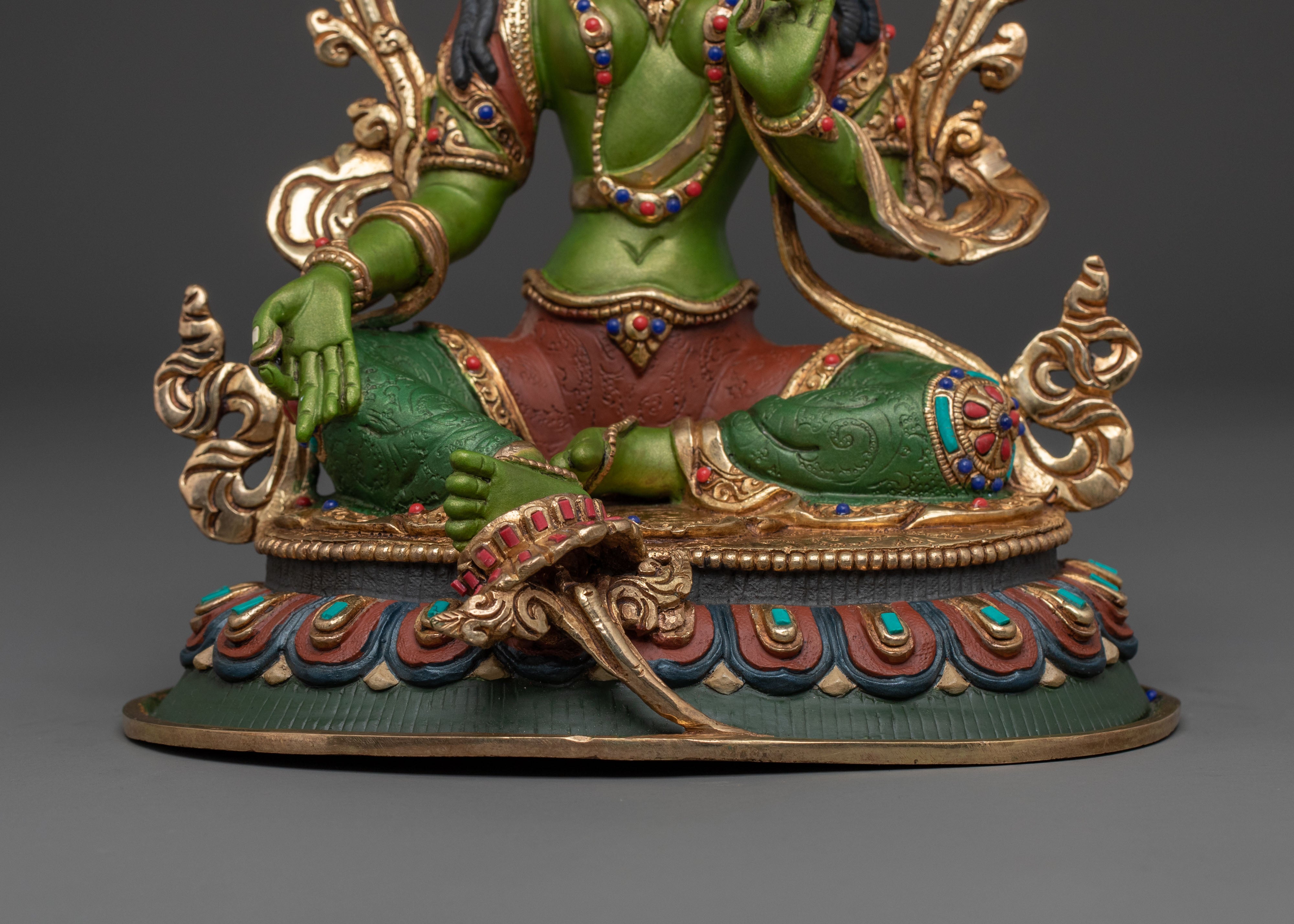 Green Tara Statue: Himalayan Buddhist Guardian