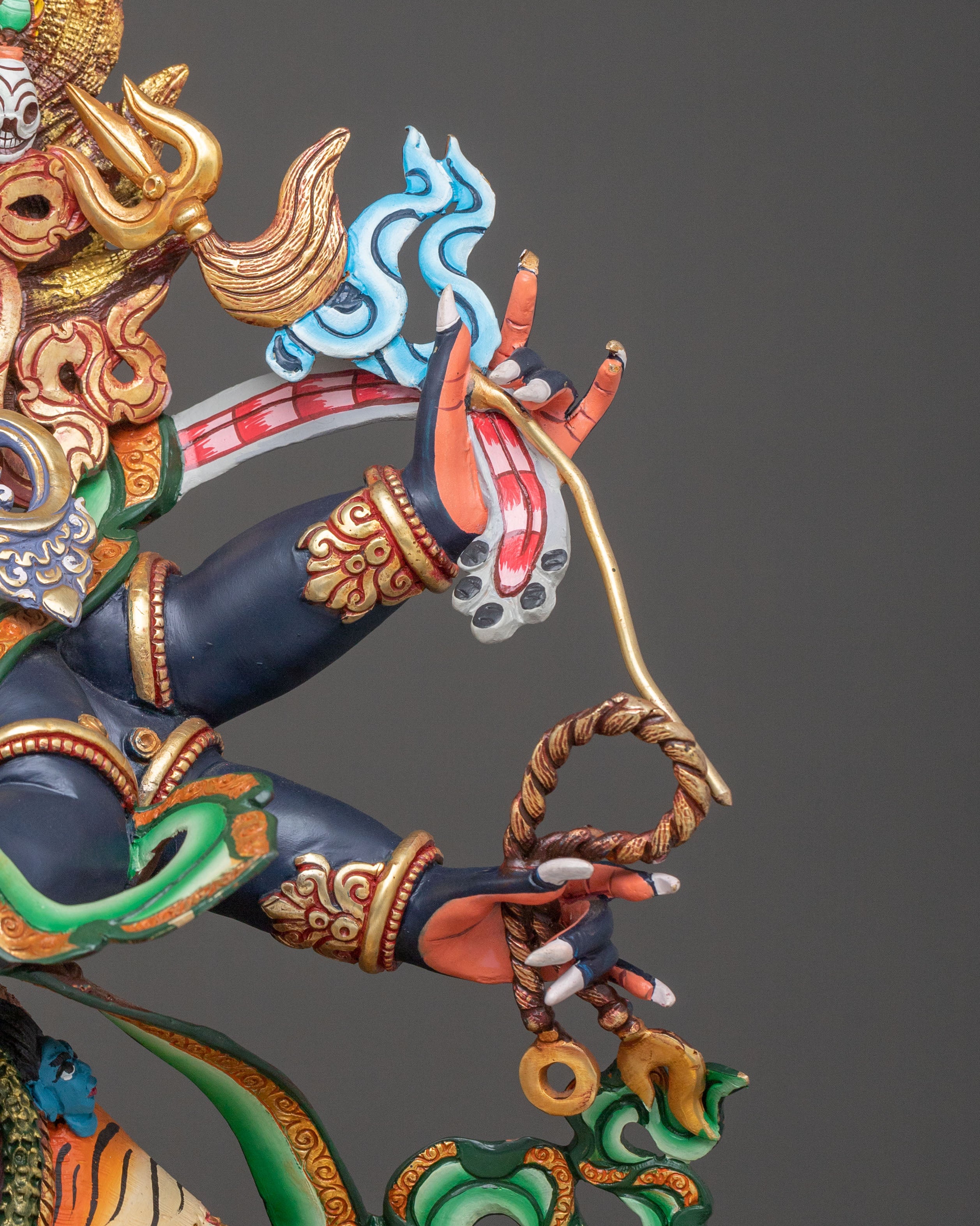 Six Armed Mahakala Divine Sculpture: Protector of Dharma