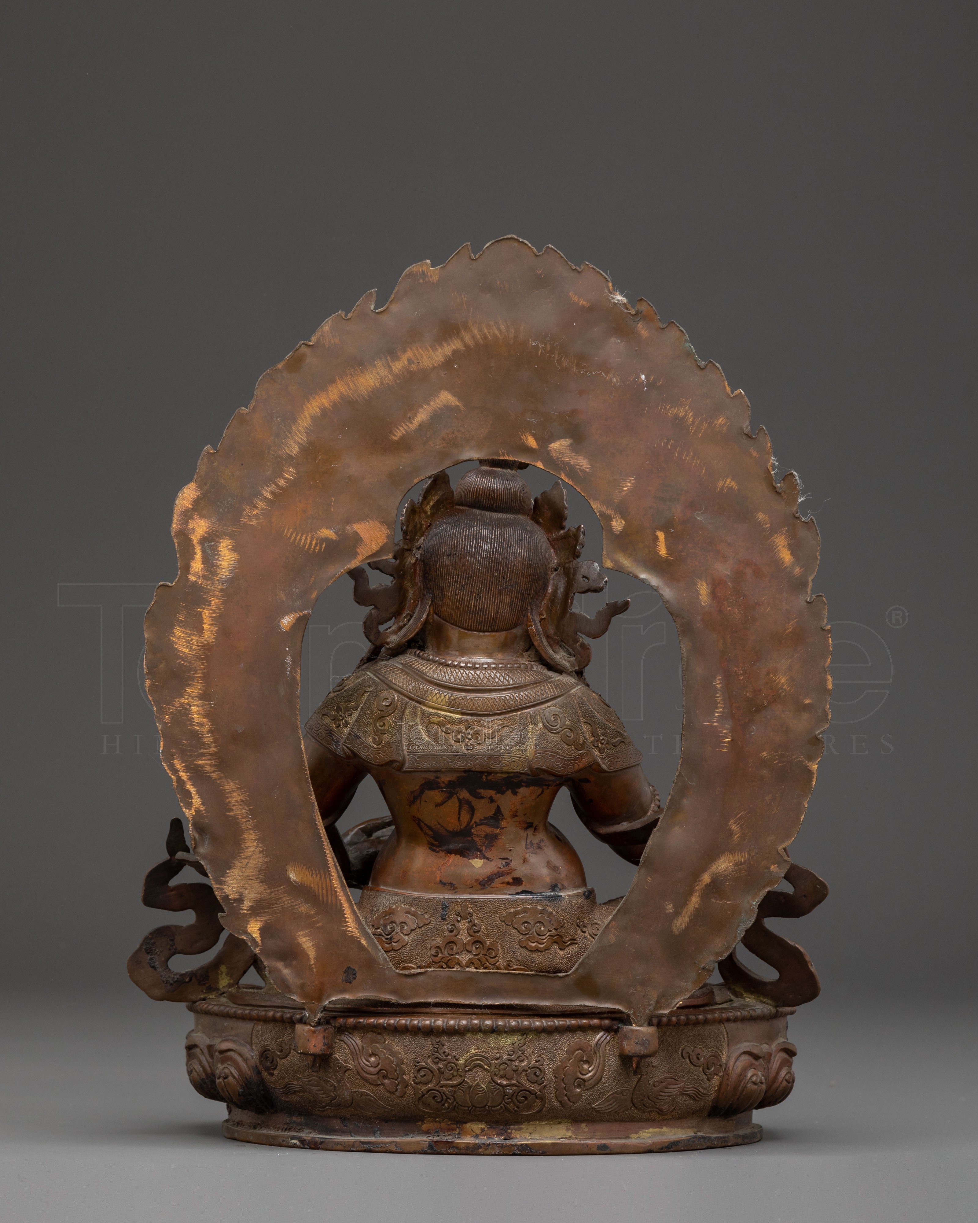 Dzambhala Guardian of Wealth Statue - Antique Oxidized Copper