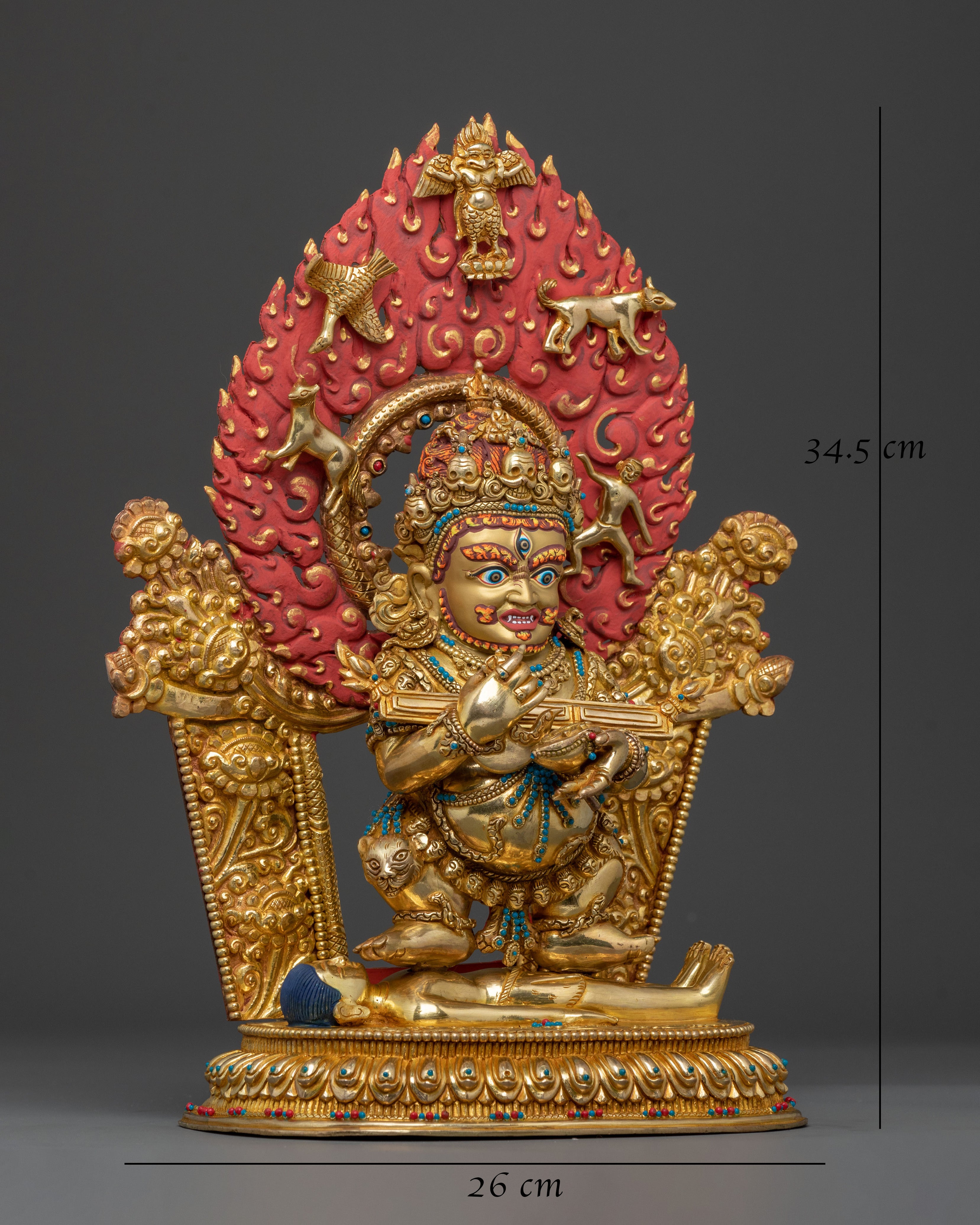 Buddhist Shakya Mahakala Statue | 24K Gold Gilded
