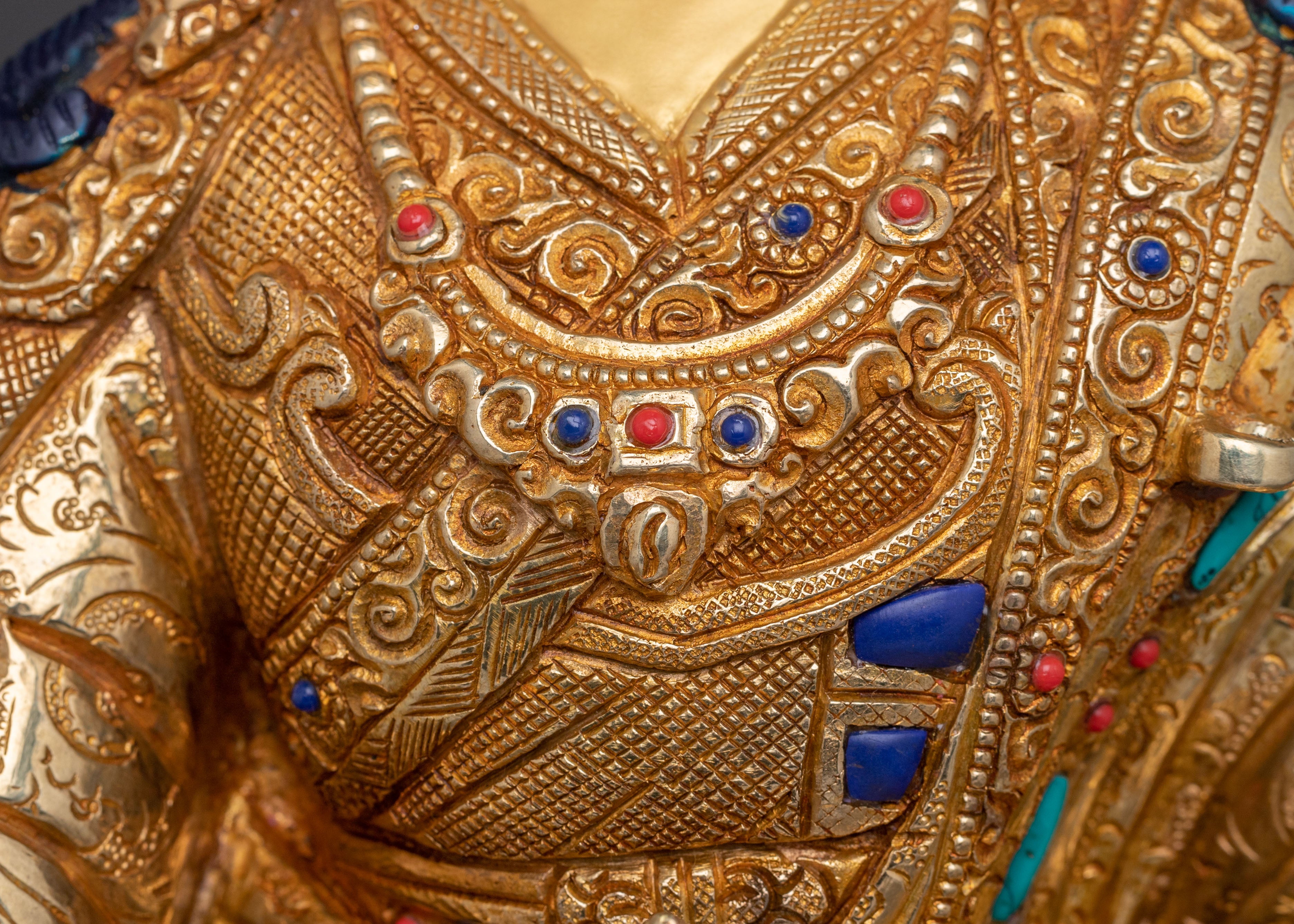 Exquisite 24K Gold Gilded Guru Rinpoche Statue