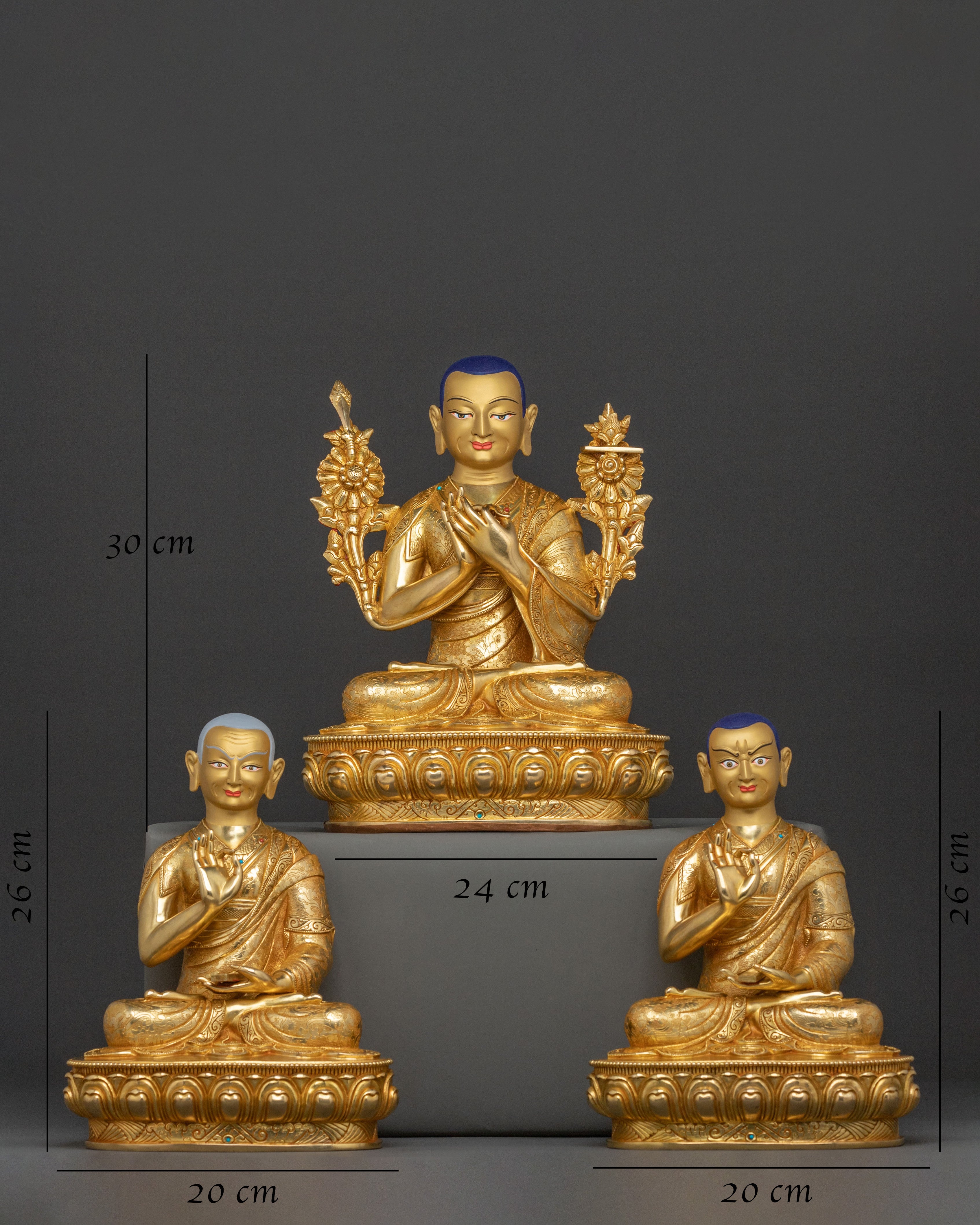 Tsongkhapa with Two Disciples Statue Set | Himalayan Buddhist Art