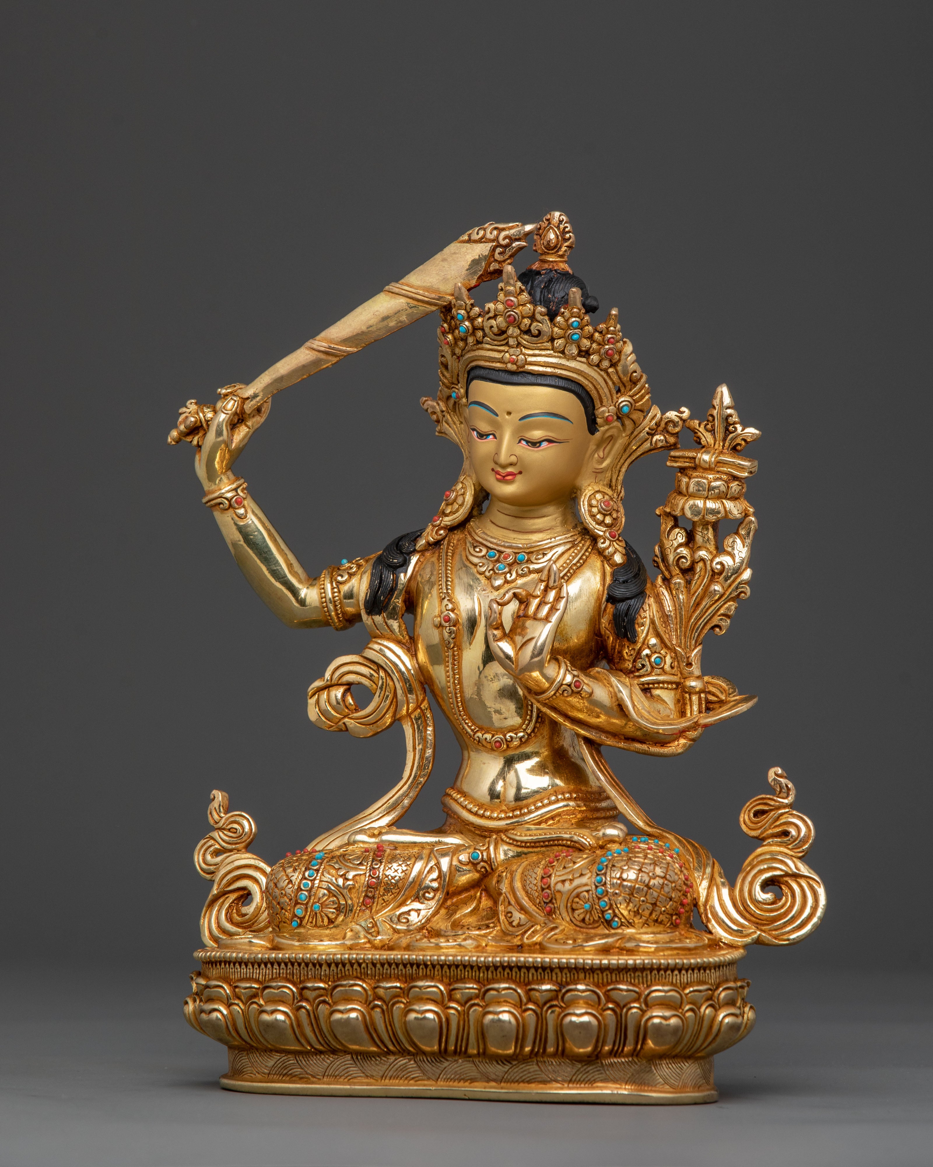 sacred manjushri copper statue | Symbol of Wisdom & Enlightened