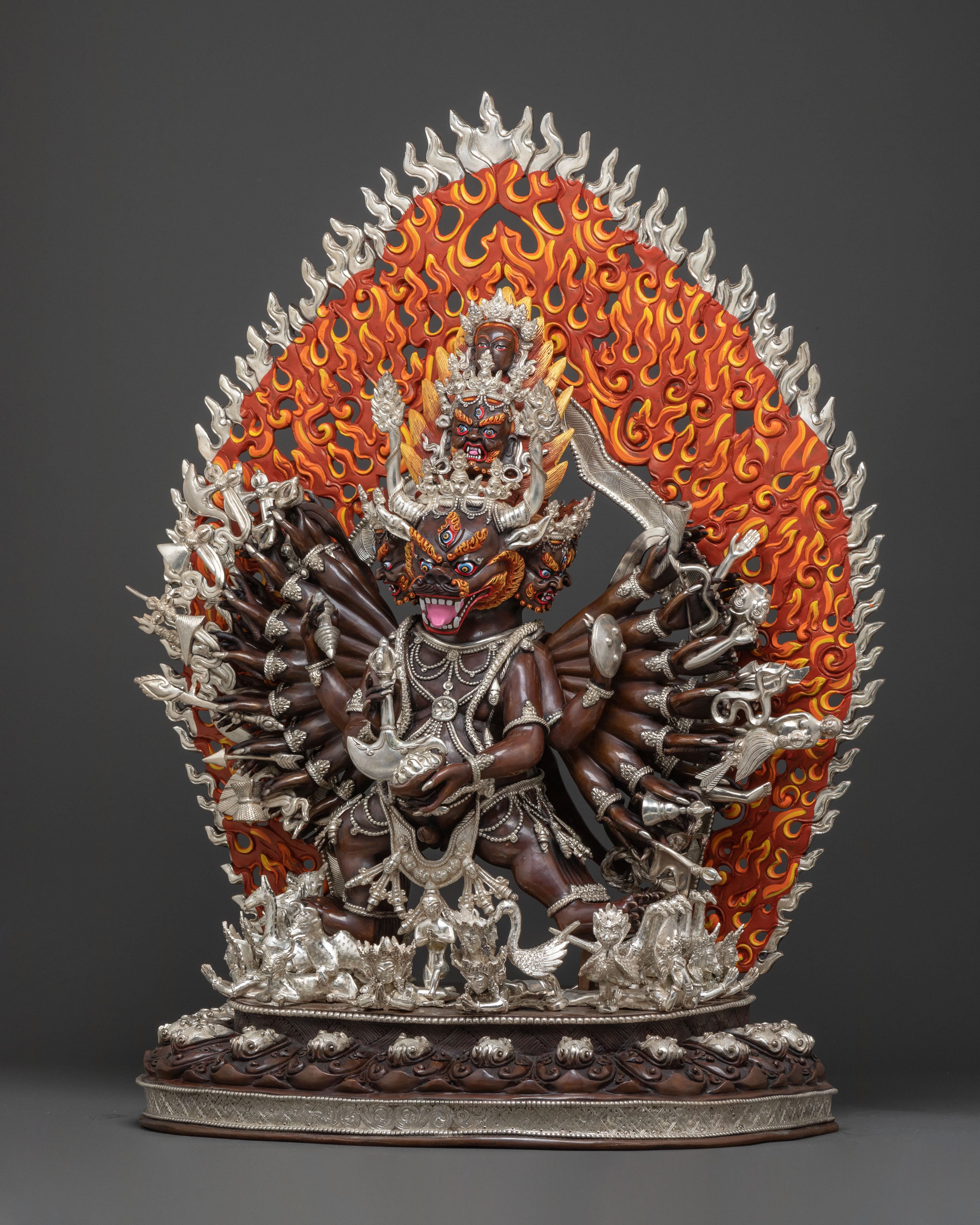 Oxidized Copper Yamantaka Statue | Buddhist Altar Decor