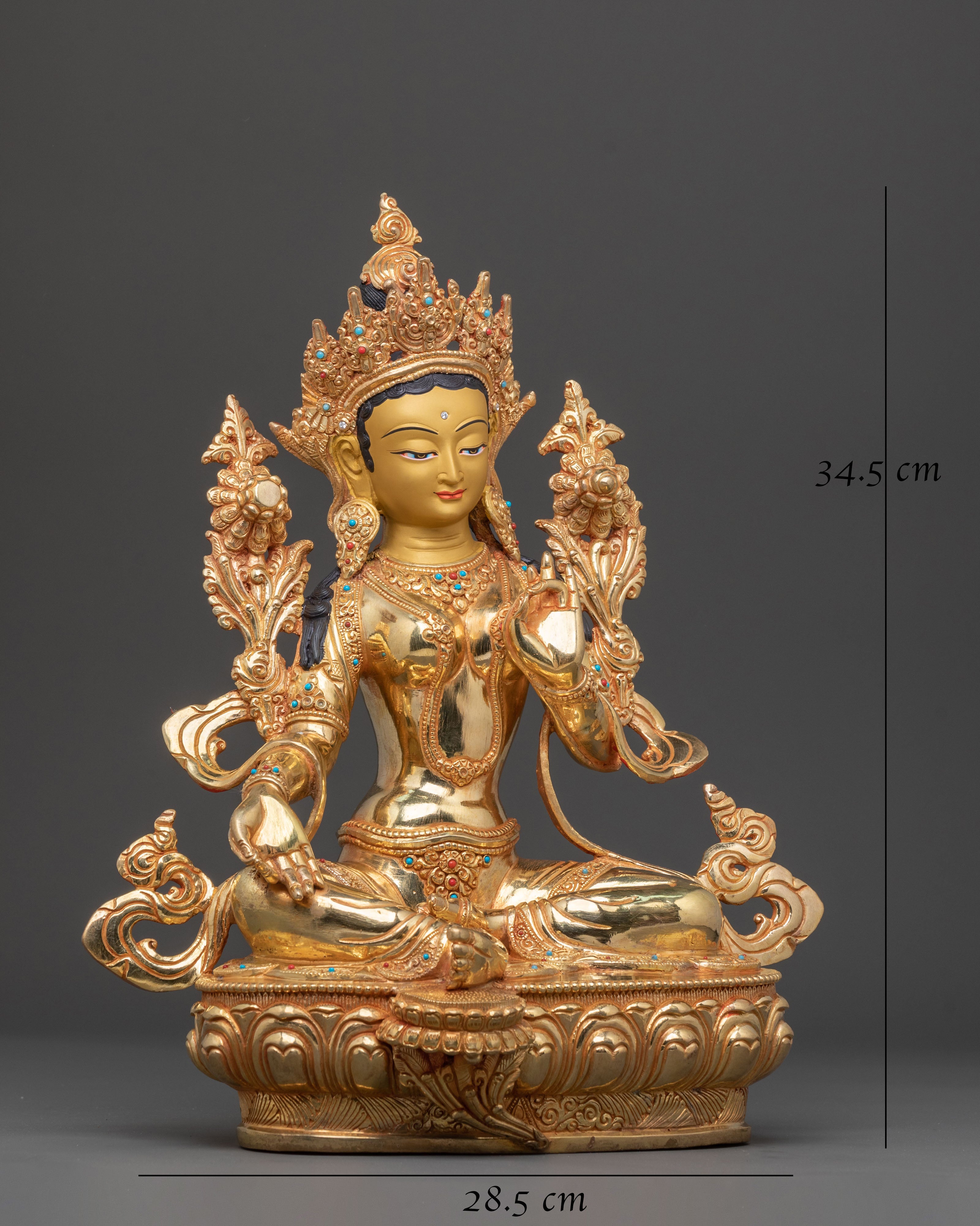 Protector Green Tara Golden Statue: Handcrafted Serenity