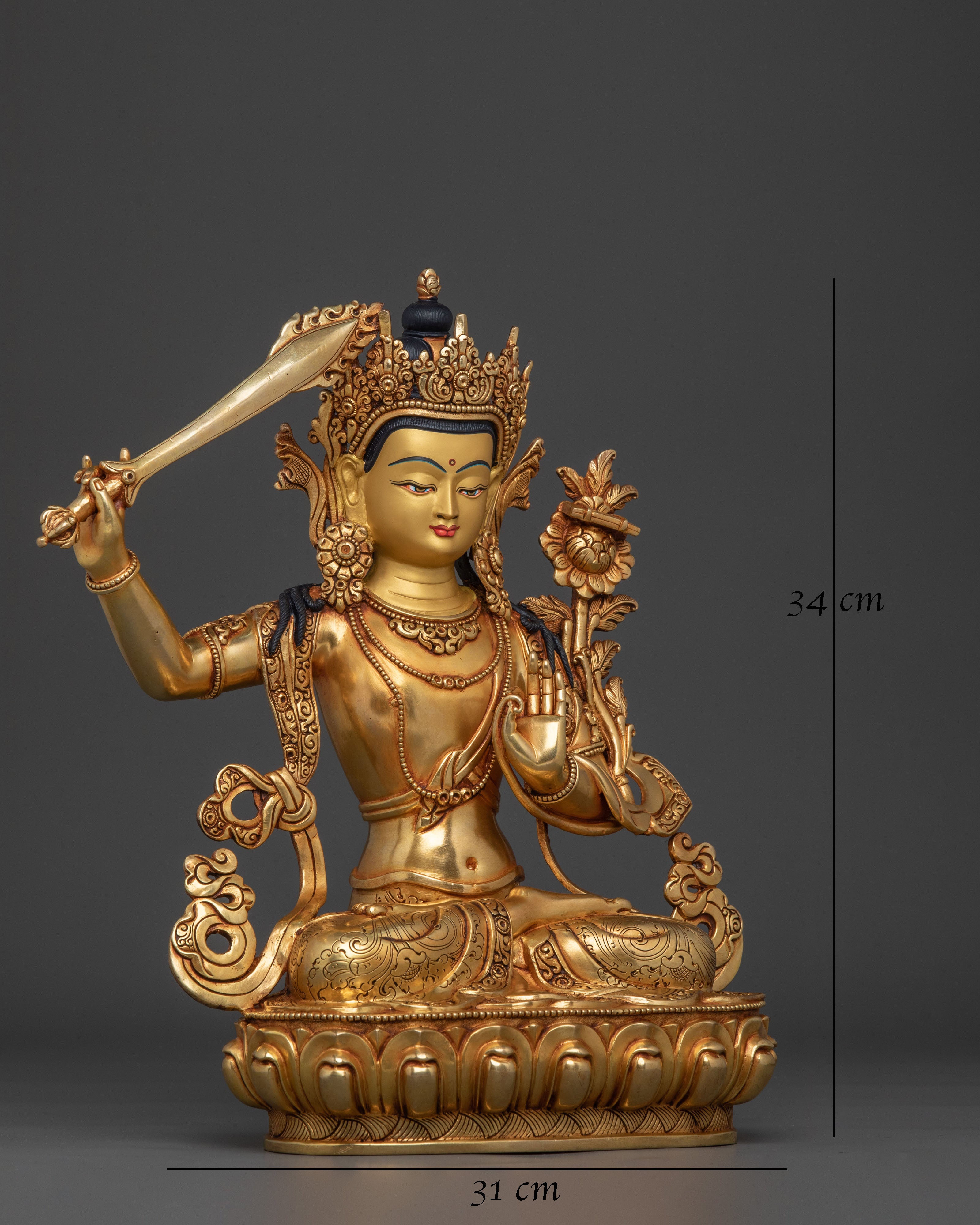 Manjushri Wisdom Buddha Sculpture | Traditional Sacred Sculpture