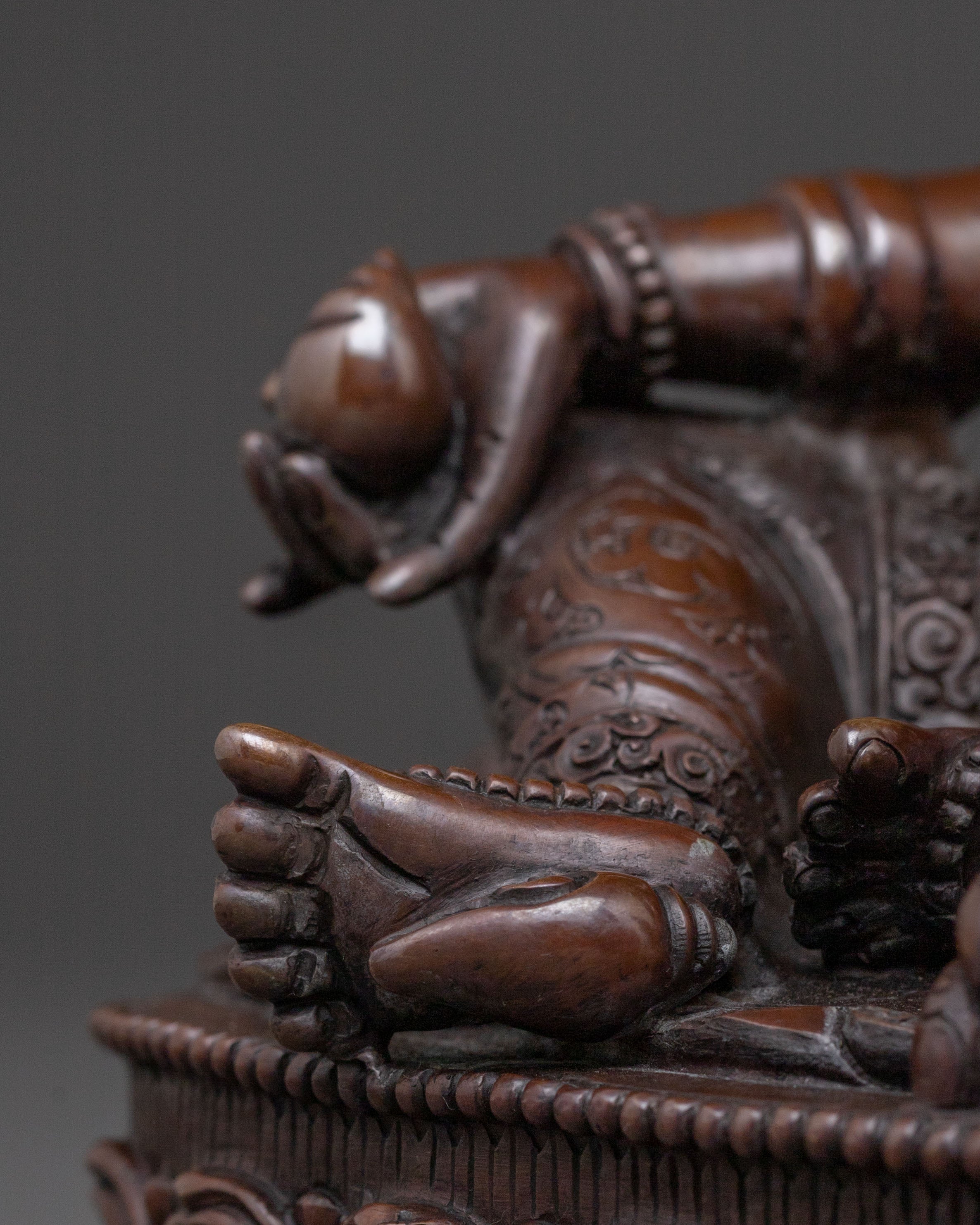 Dzambhala Statue: Oxidized Copper Statue