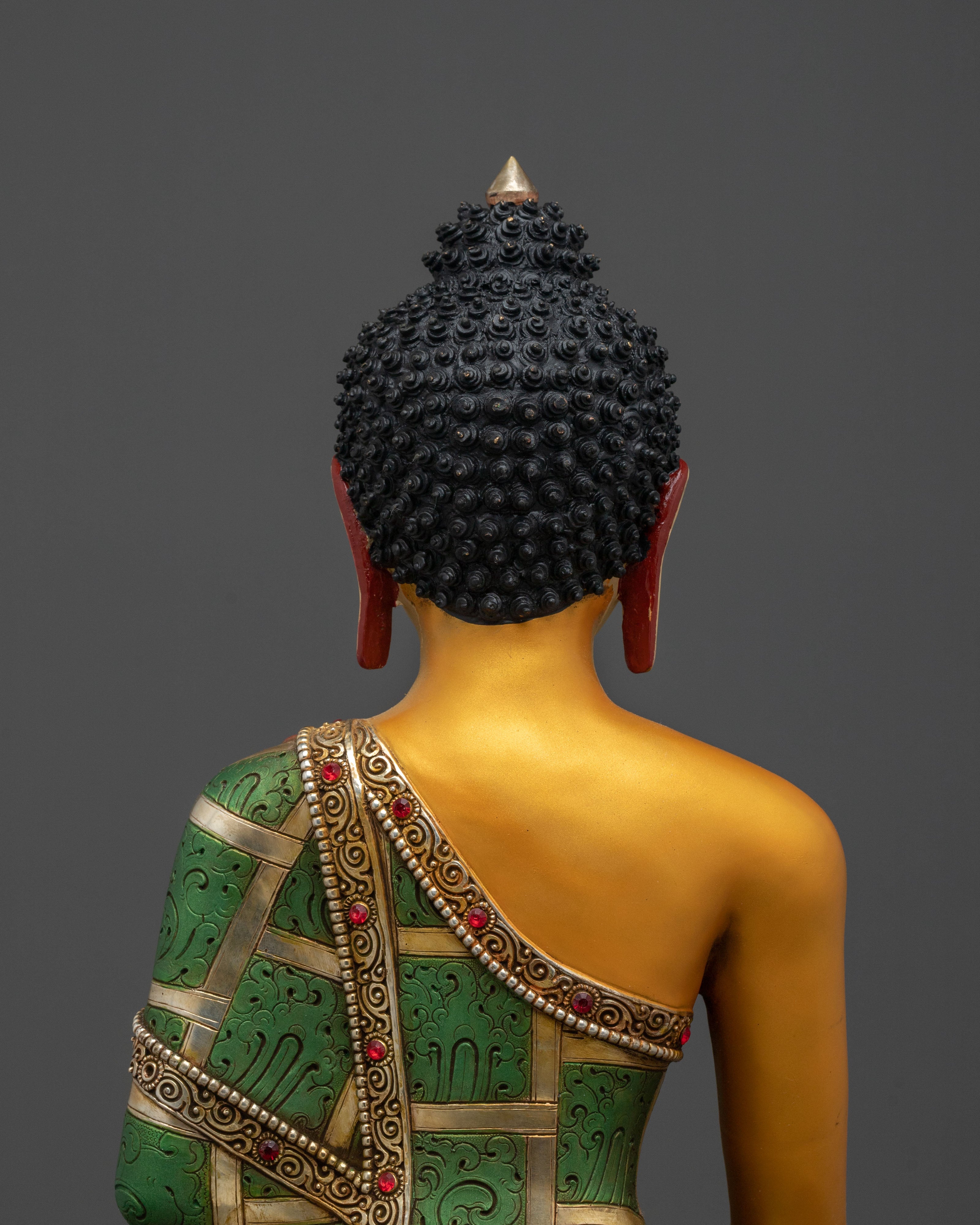 Shakyamuni Buddha Statue: 24K Gold Gilded