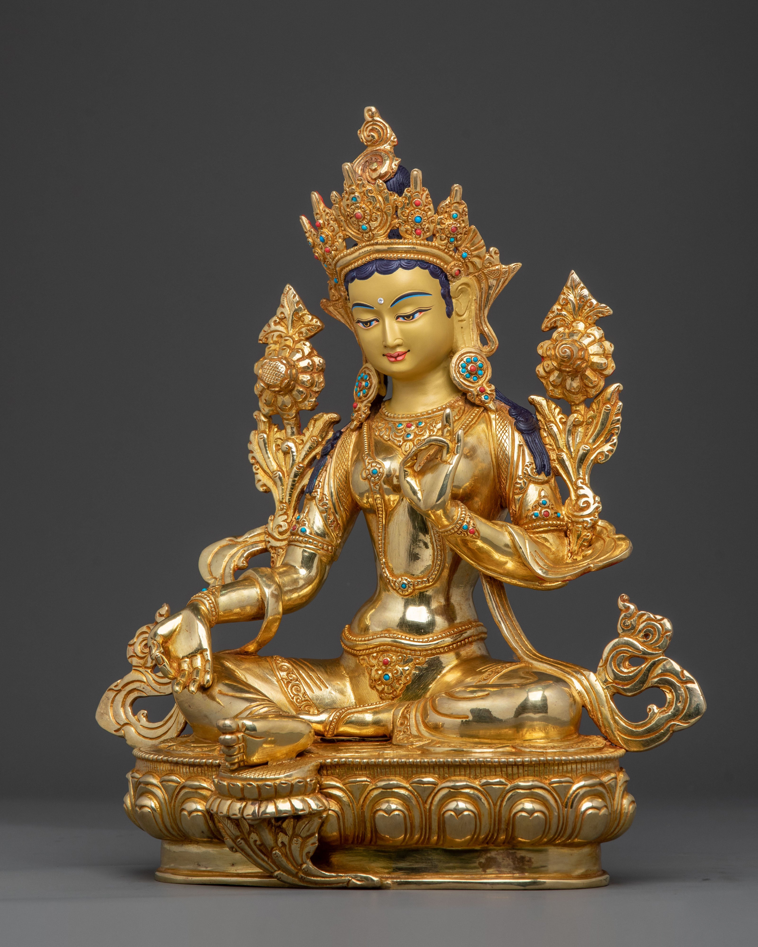 Green Tara Guardian Statue | Himalayan Buddhist Sculpture