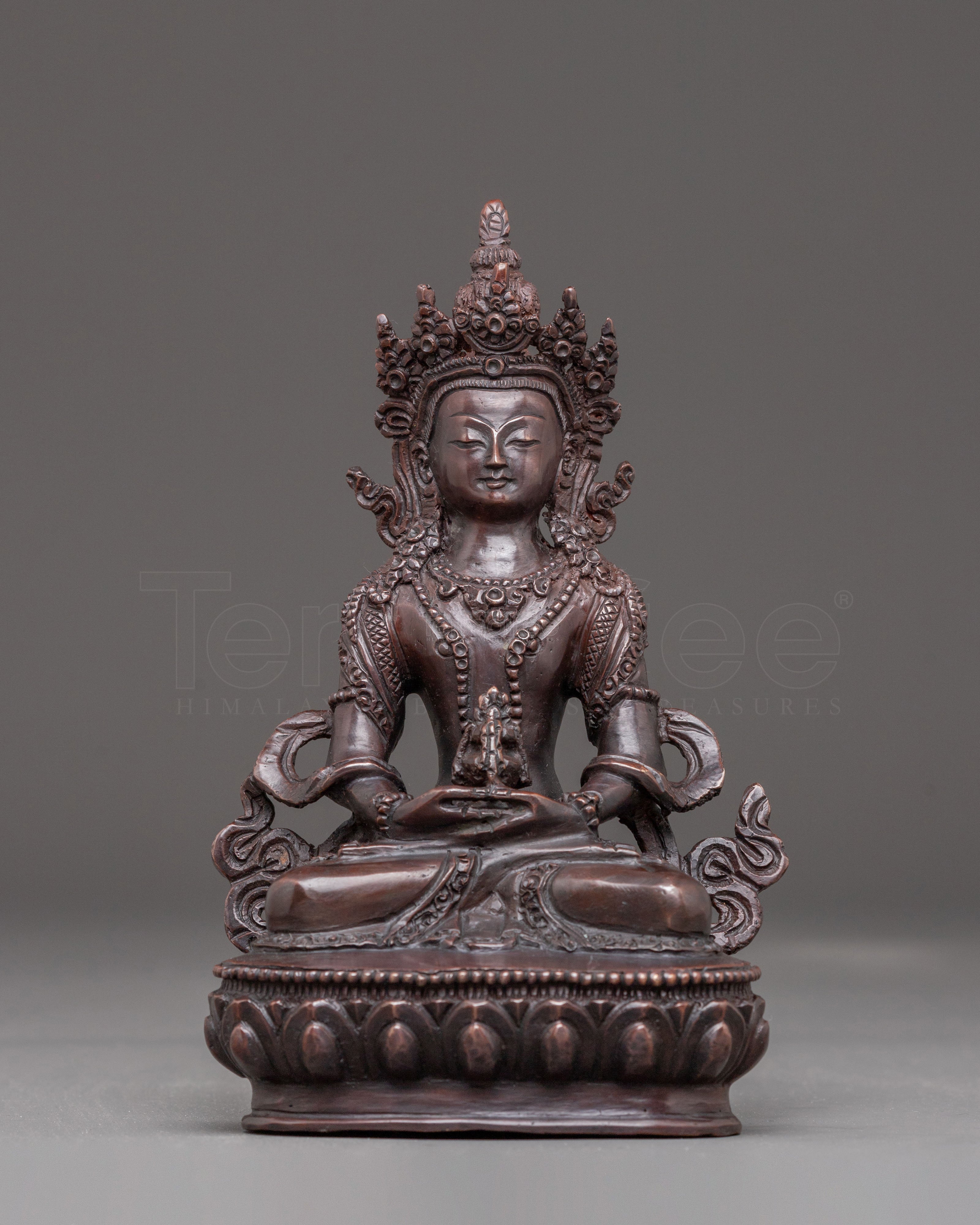 Handmade Amitayus Oxidized Copper Statue