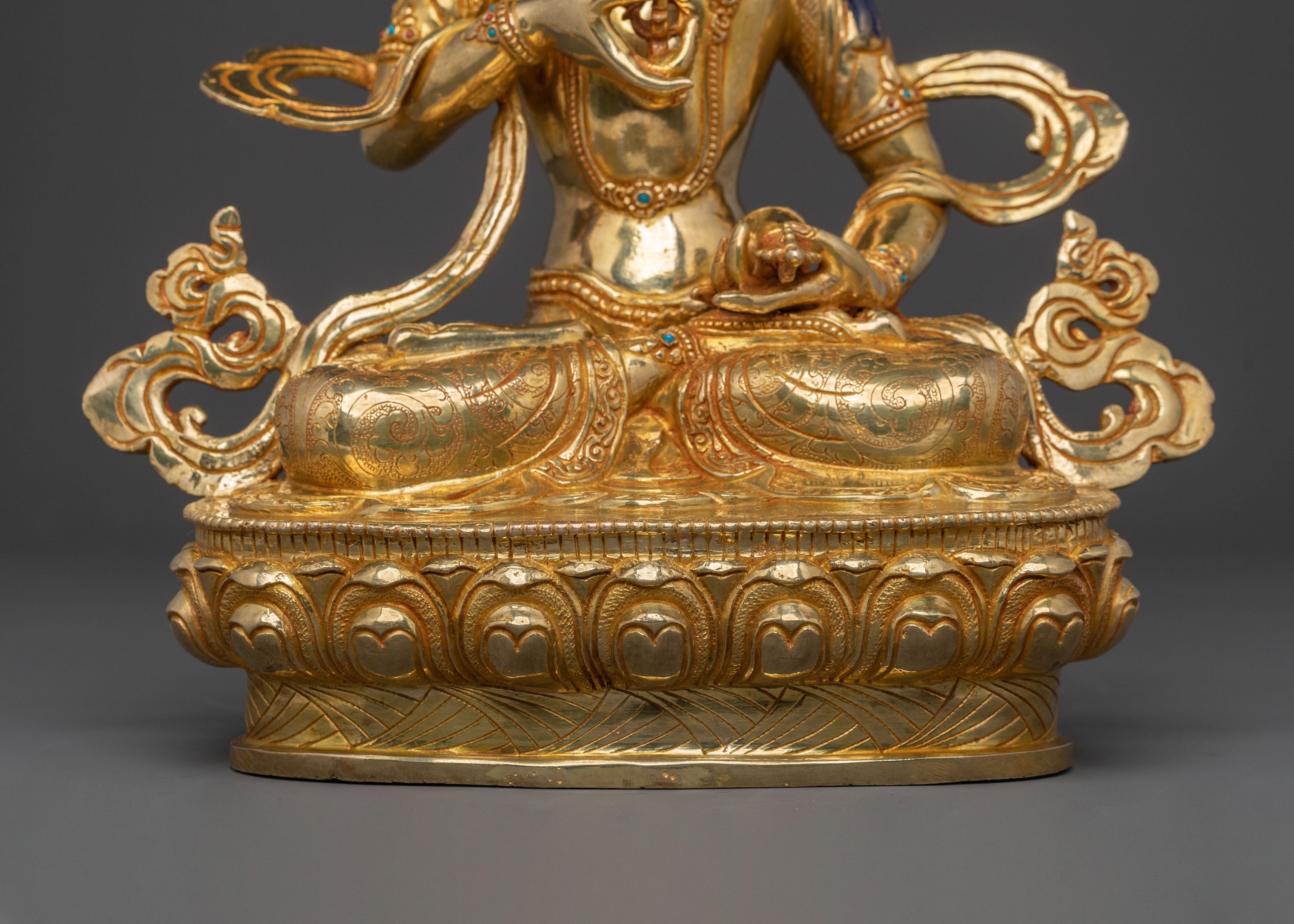 Vajrasattva Sculpture: 24K Gold Gilded Icon