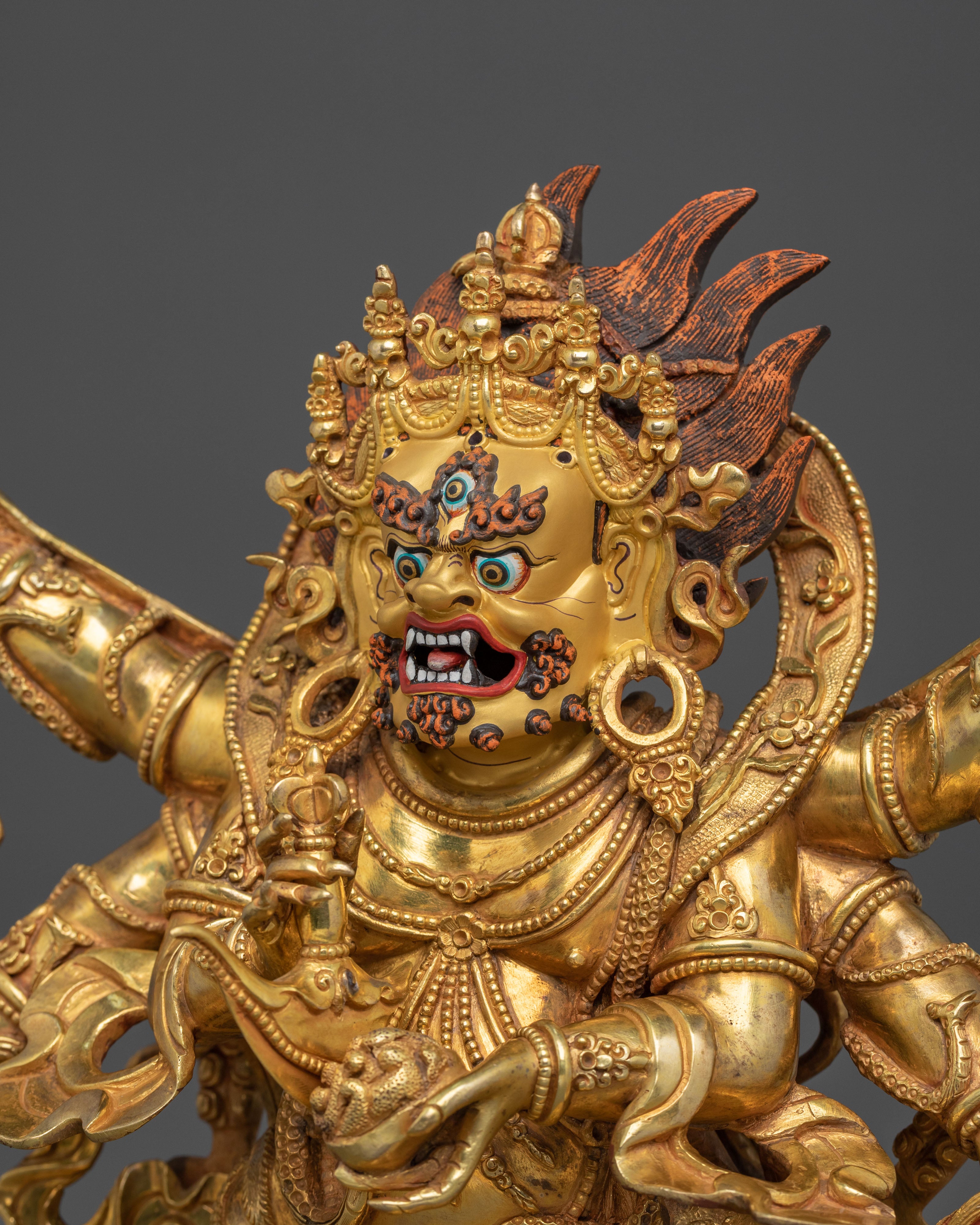 Six-Armed Mahakala Dharma Protector Statue | Wrathful Buddhist Guardian