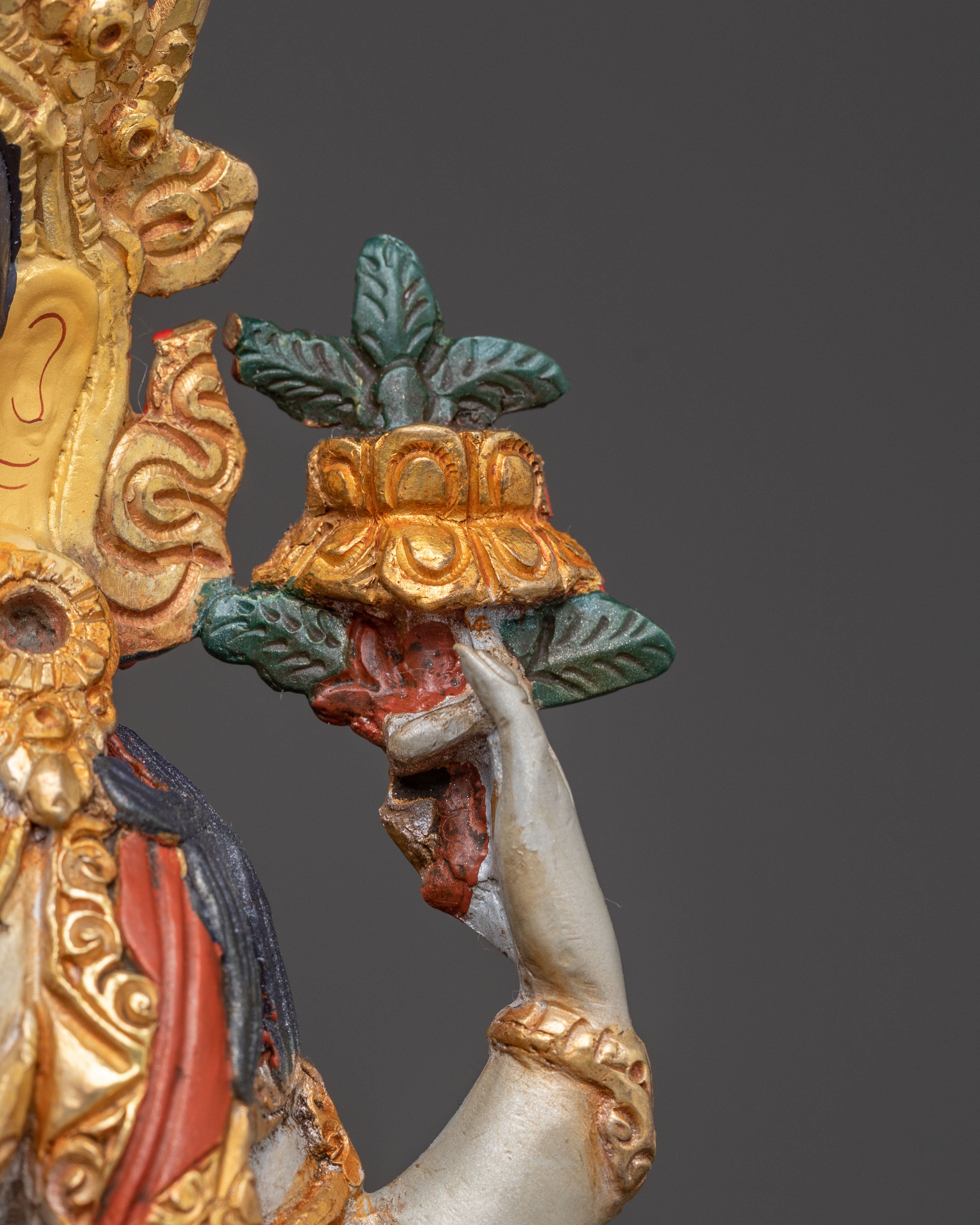 Handcrafted 24K Gold Gilded Chenrezig Statue | Serene Copper Art