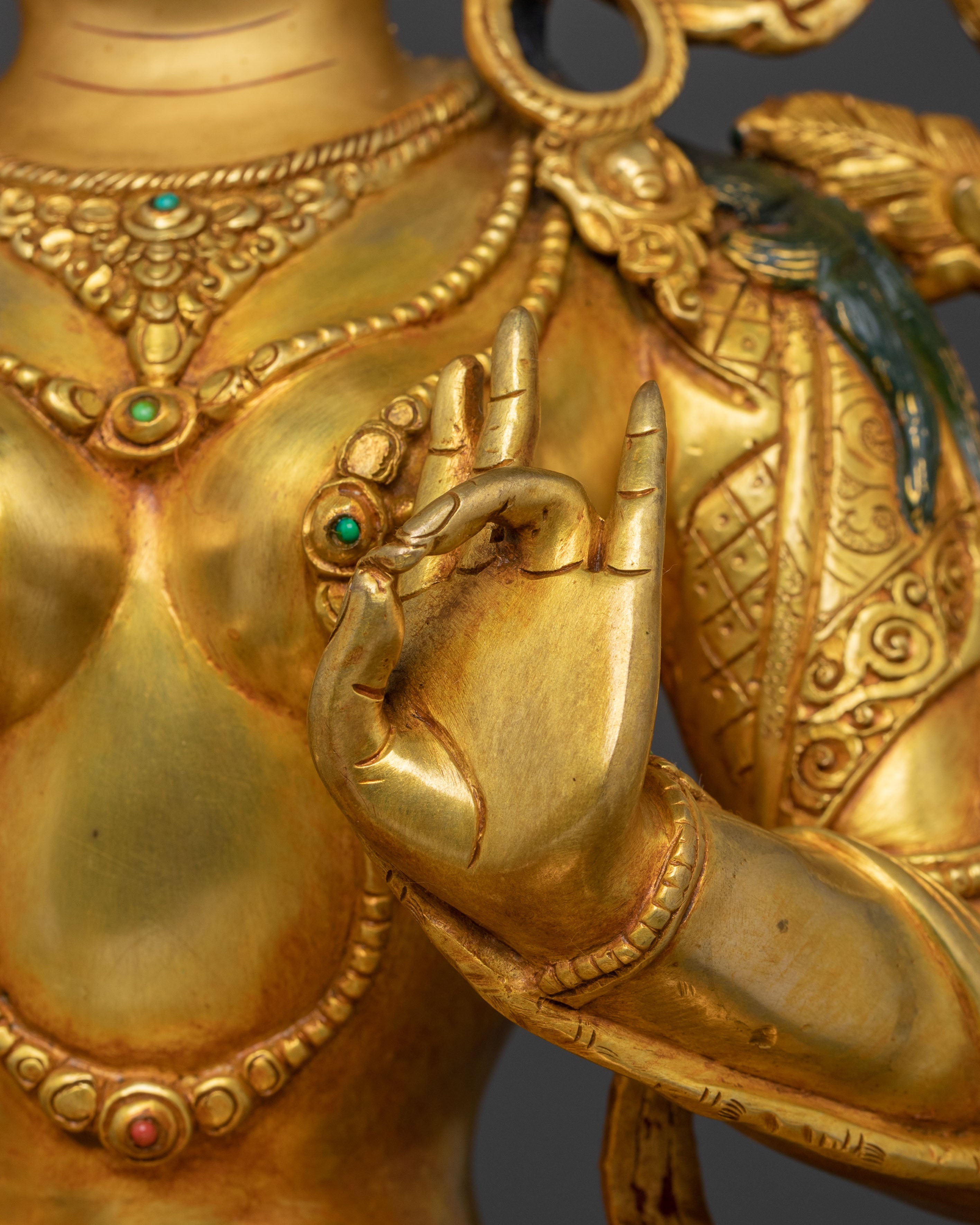 Green Tara Golden Statue | Spiritual Guardian