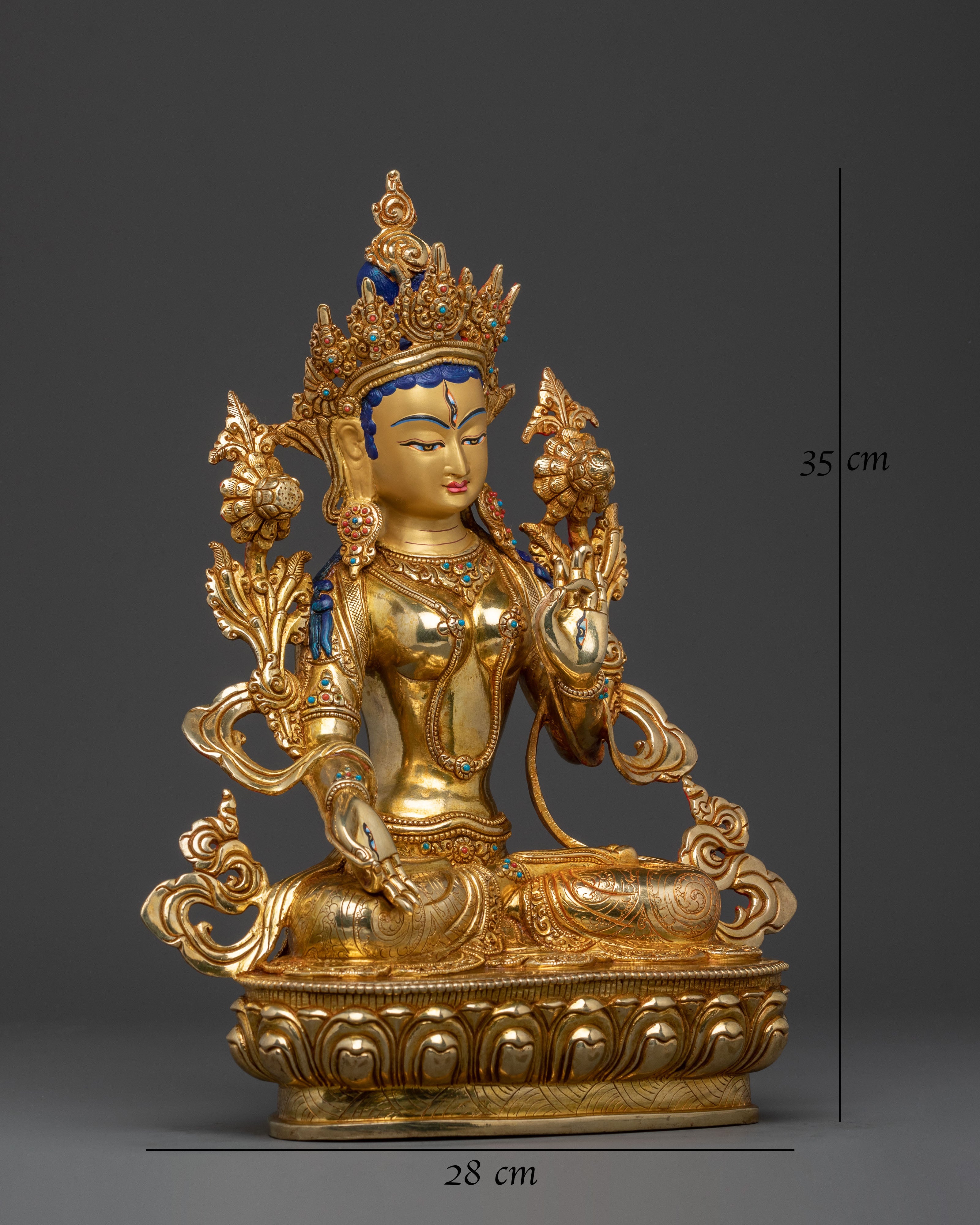 White Tara Sacred Statue: Handcrafted Himalayan Golden Statue