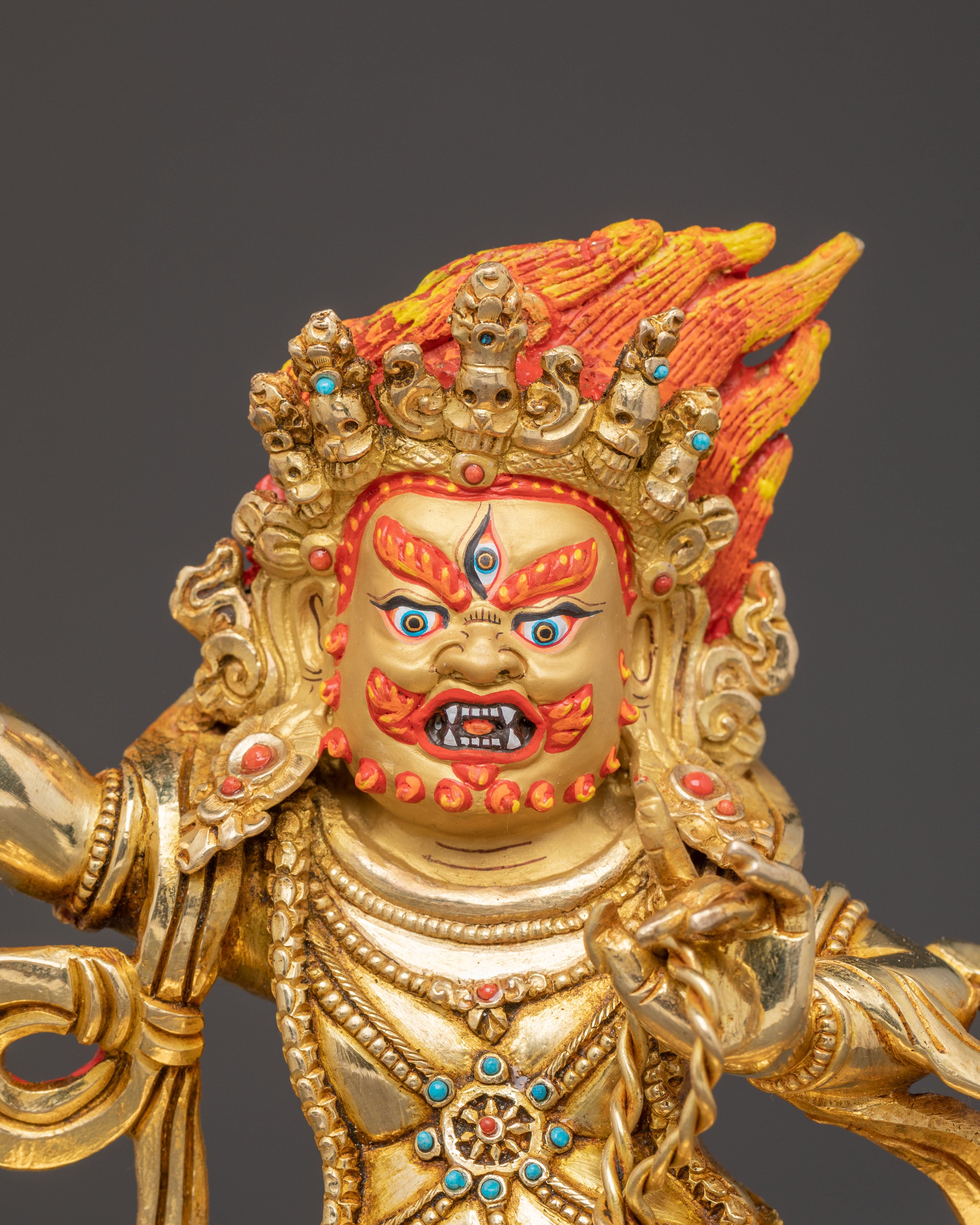 Golden Vajrapani Handcrafted Statue | Wrathful Protector of Wisdom