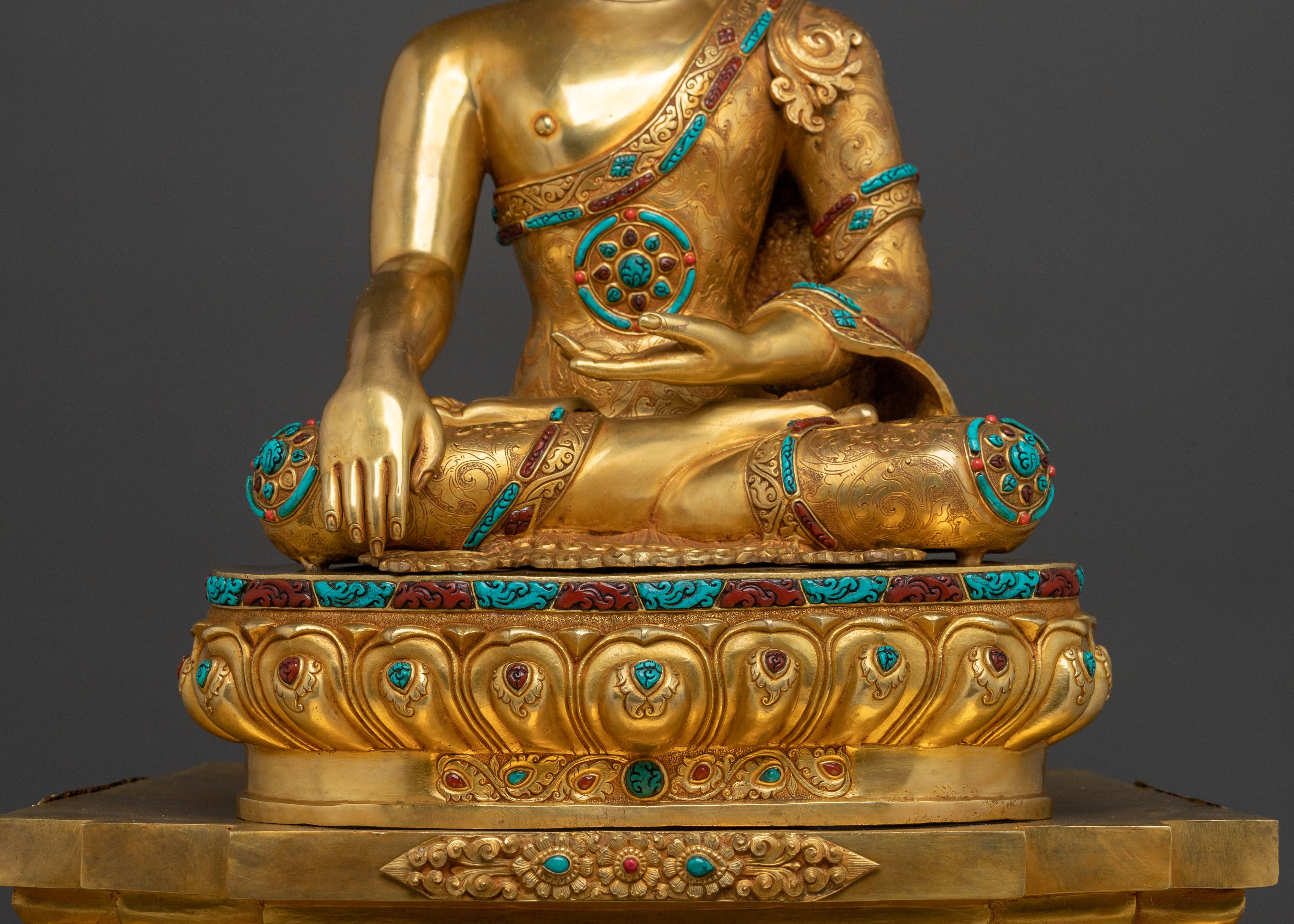 Shakyamuni Buddha Statue On Throne | Home Decor