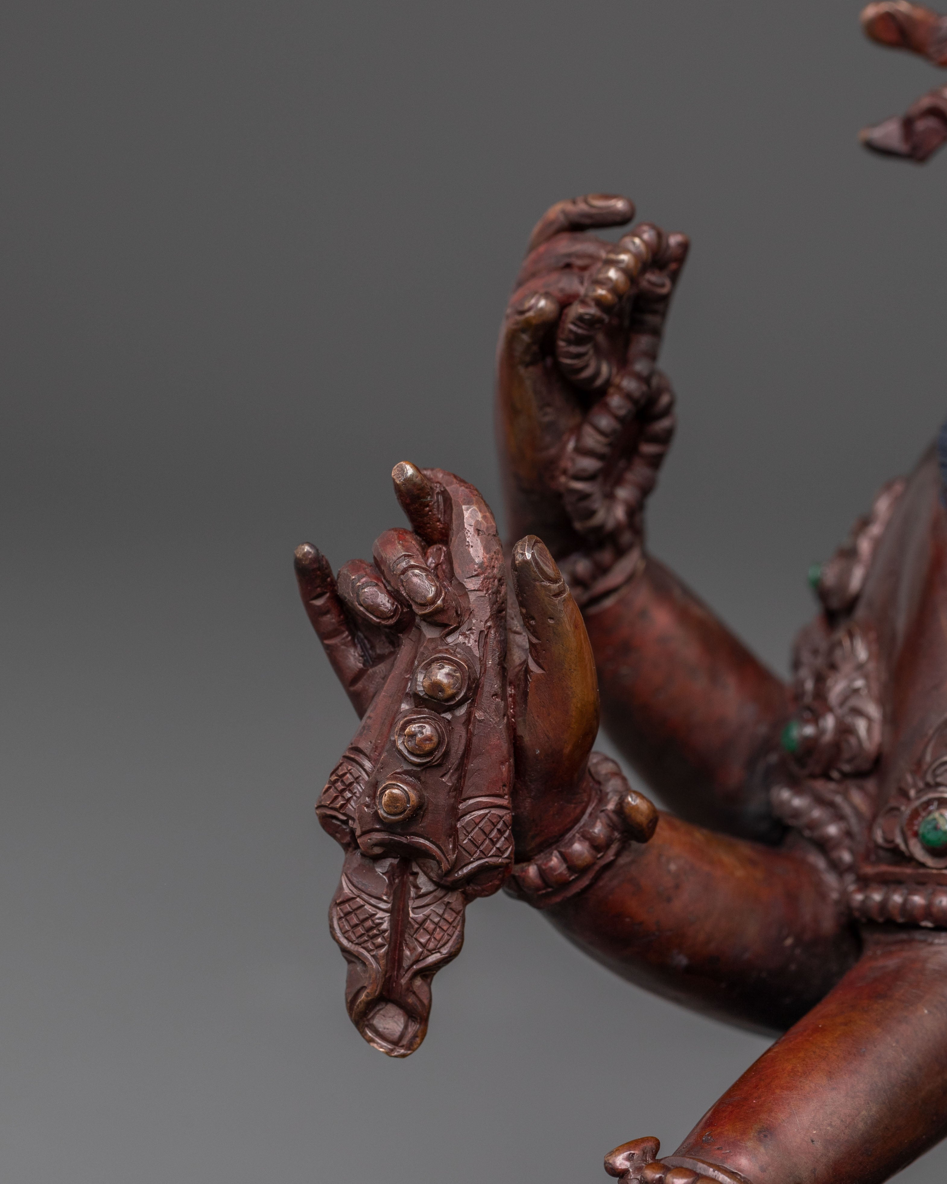 Handcrafted Vasudhara Deity Statue - Oxidized Copper Sculpture